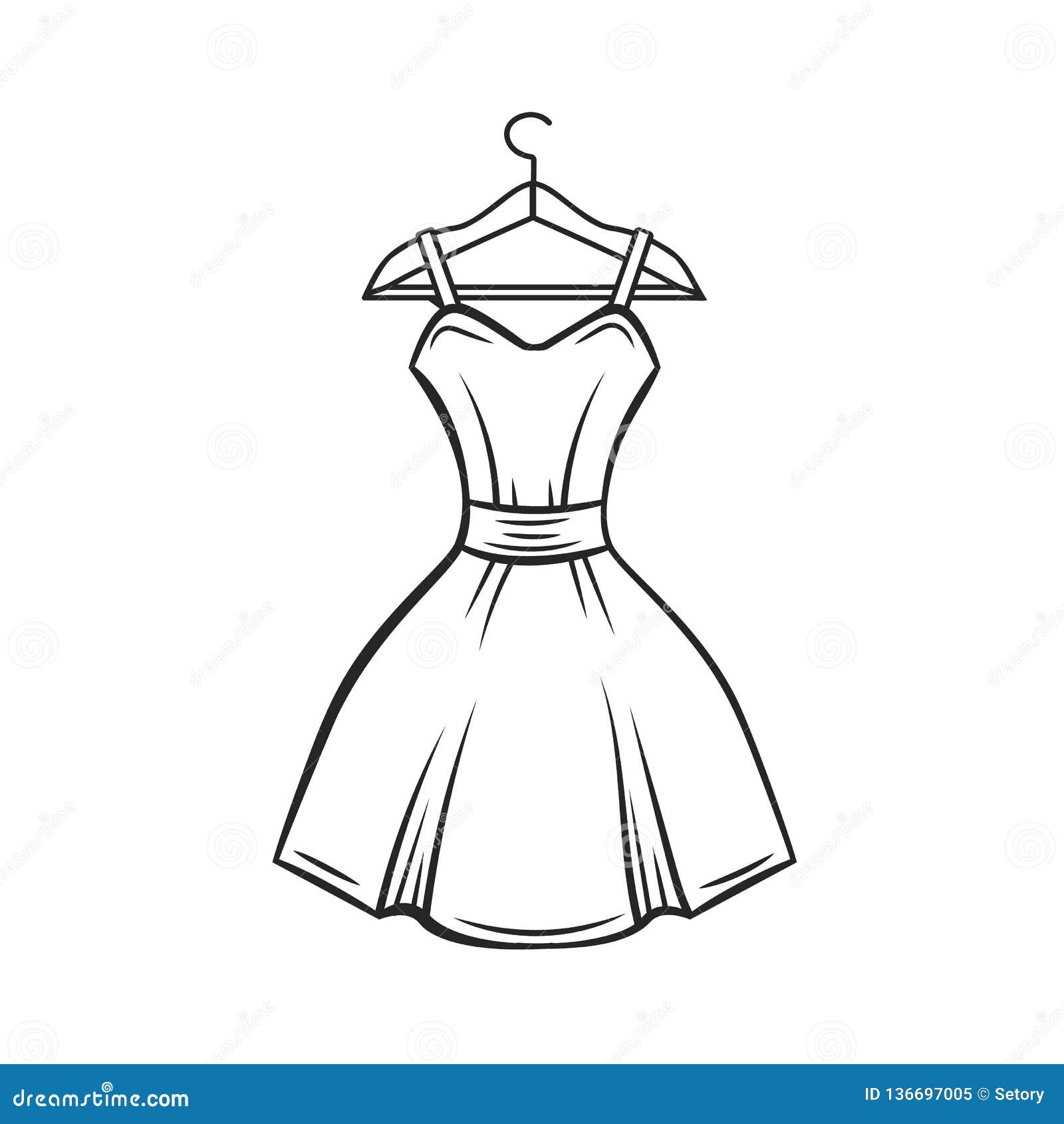 Dress hanger, outline stock vector. Illustration of isolated - 136697005