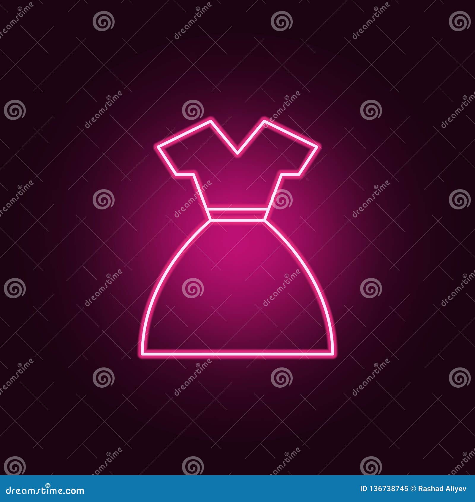 Dress Icon. Elements of Clothes in Neon Style Icons Stock Illustration ...