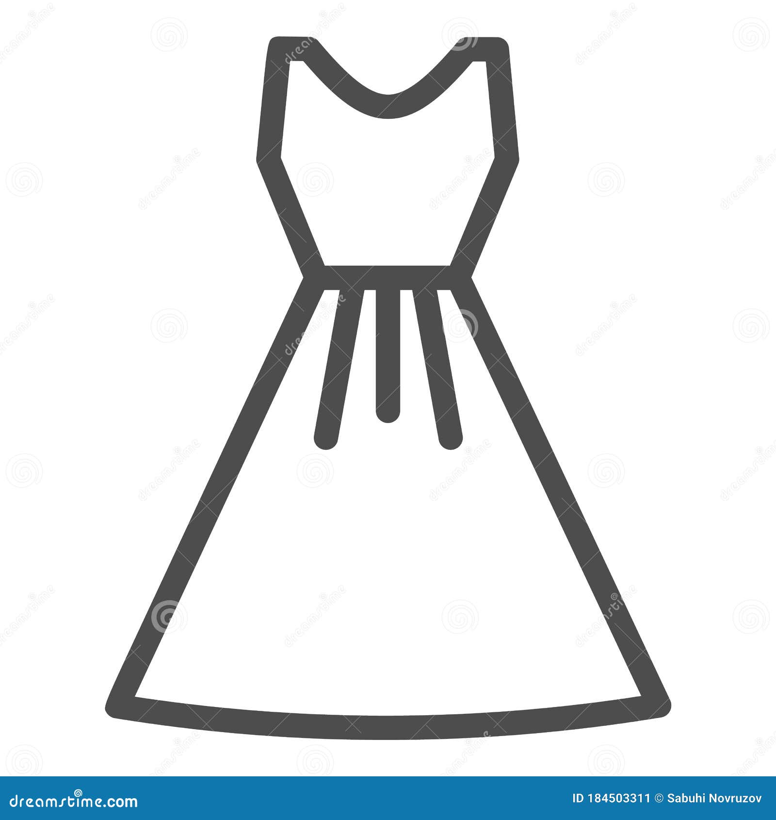 Dress Line Icon, Summer Concept, Classic Fashion Female Clothing Sign ...