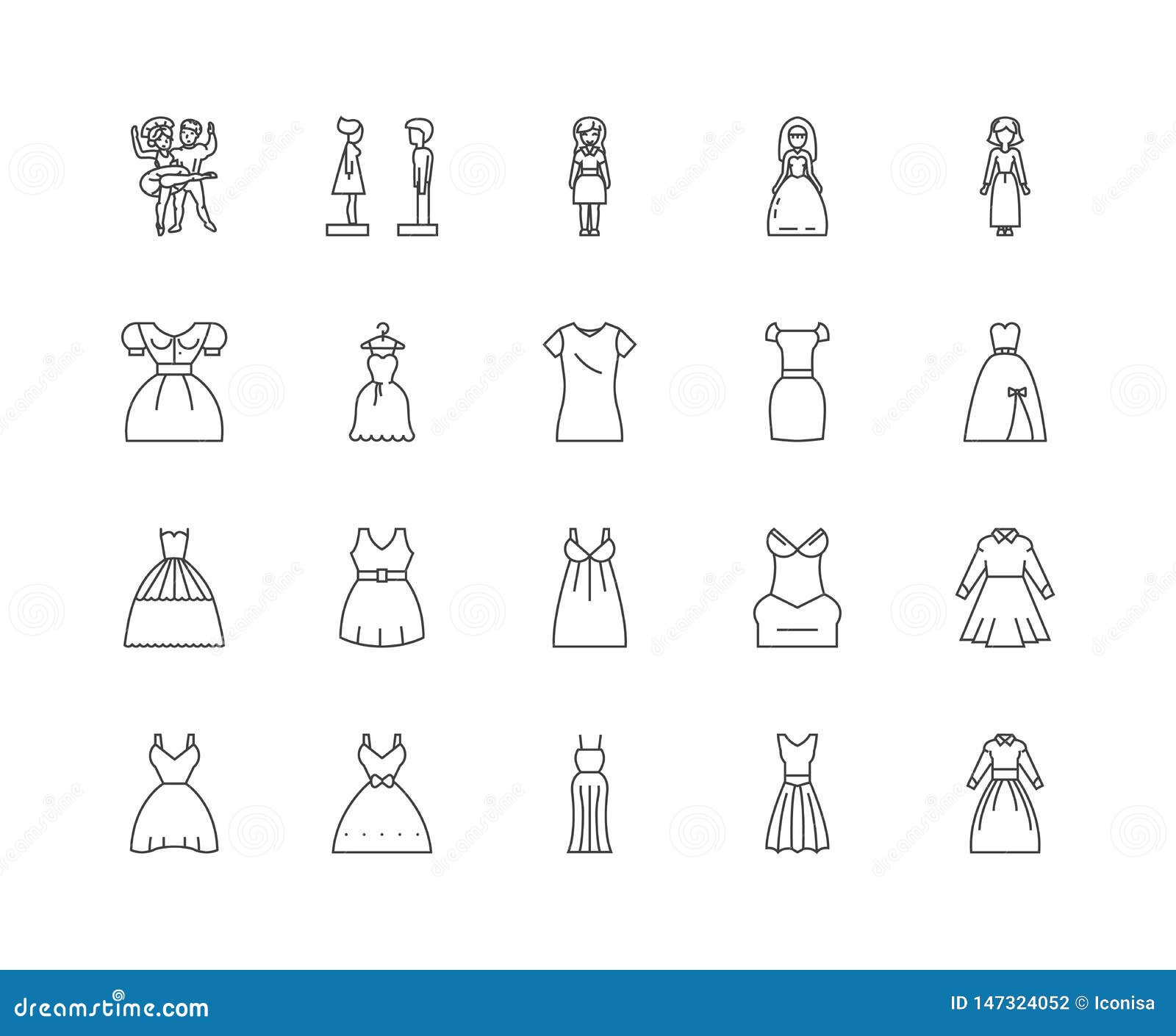 Dress Line Icons, Signs, Vector Set, Outline Illustration Concept Stock ...