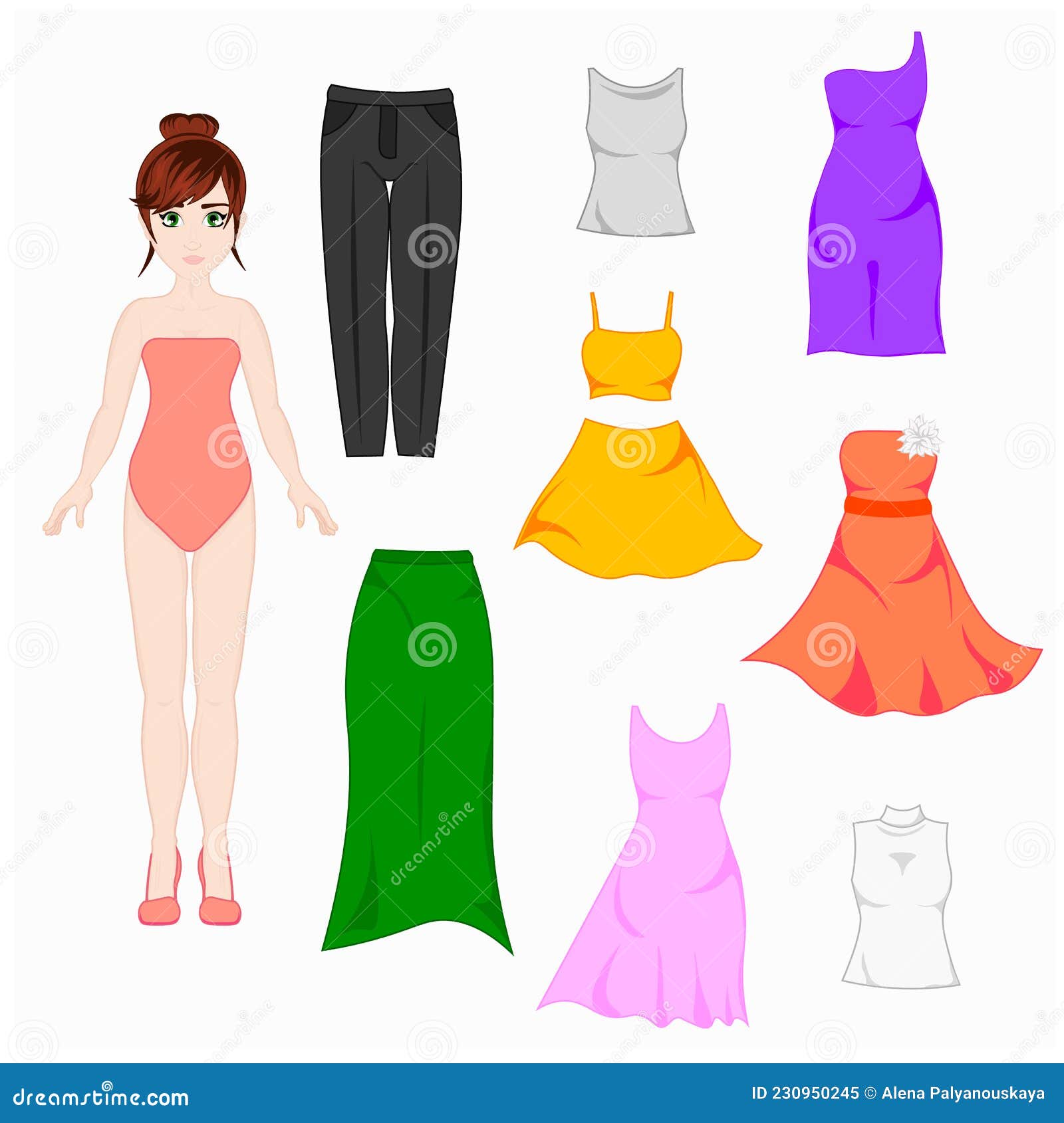 Dress for Paper Doll Body Template Stock Vector - Illustration of body ...