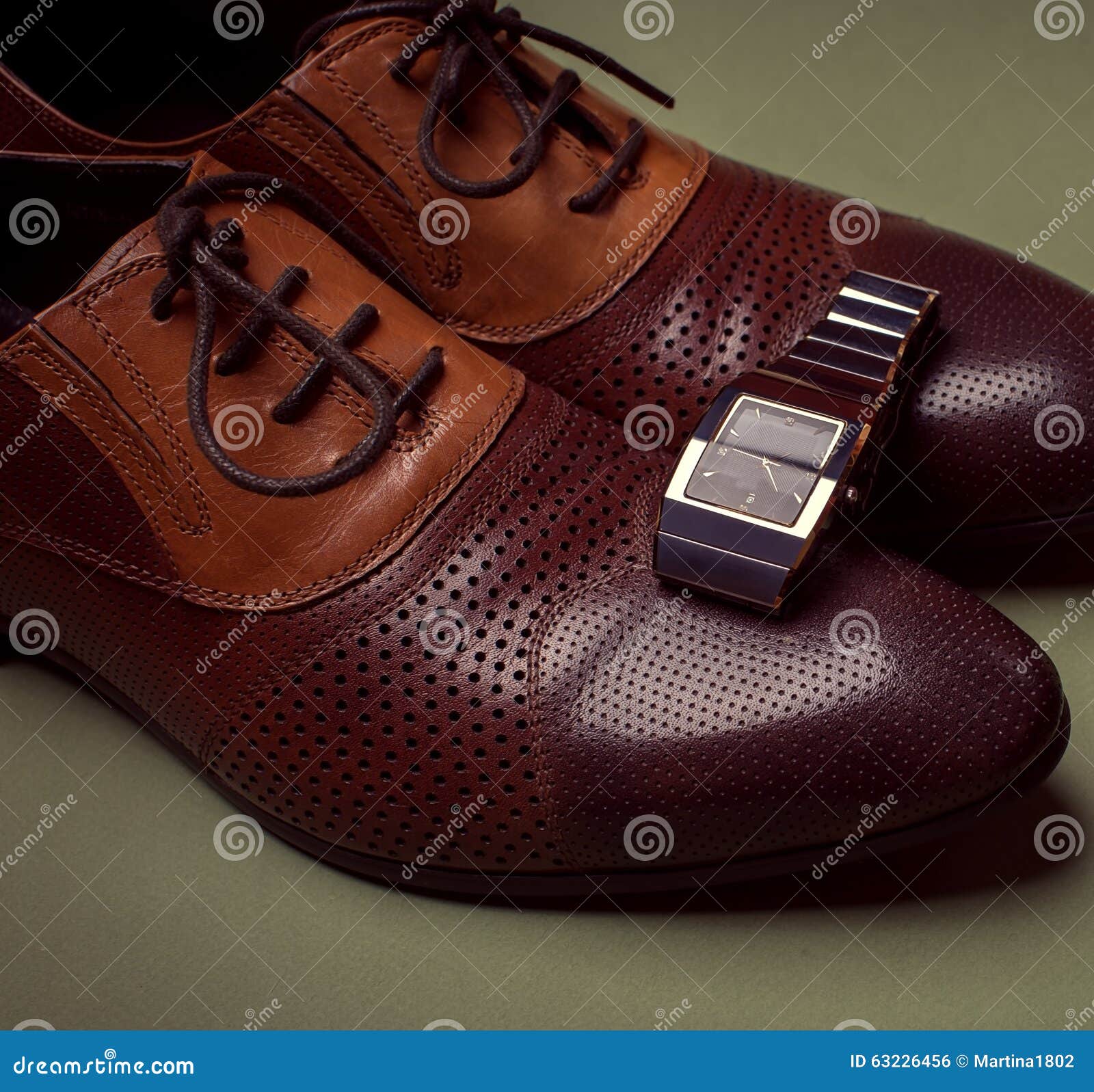 Dress shoes and watch stock photo. Image of casual, adult 63226456