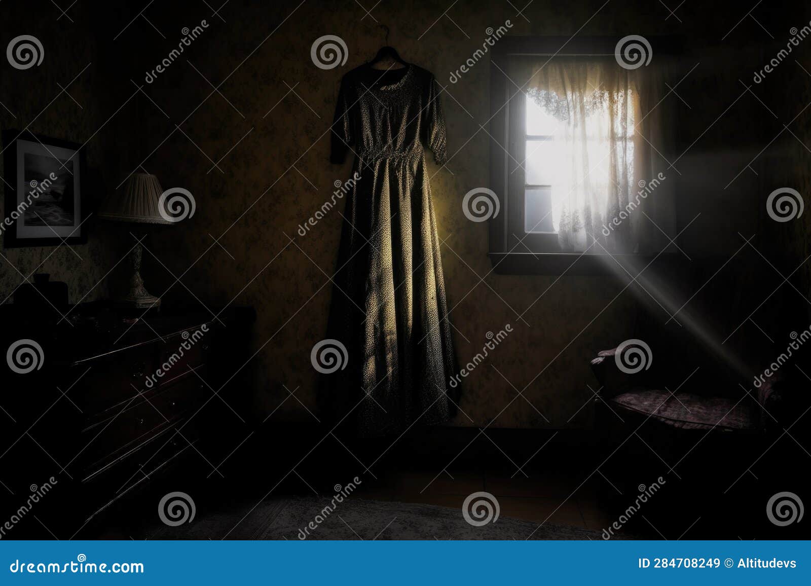 Dress with Spotlight in a Dark Room Stock Image Image of beam, dark