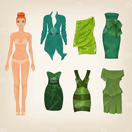 Dress up paper doll stock illustration. Illustration of belt - 45098875