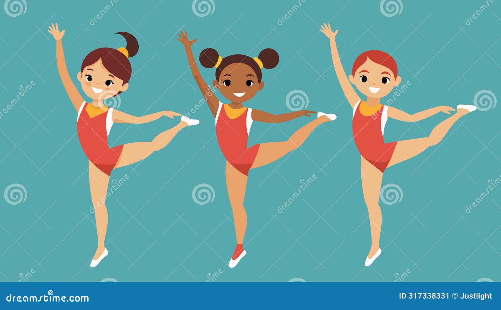 dressed in matching leotards a team of young girls confidently take on the vault with leaps and flips that defy their