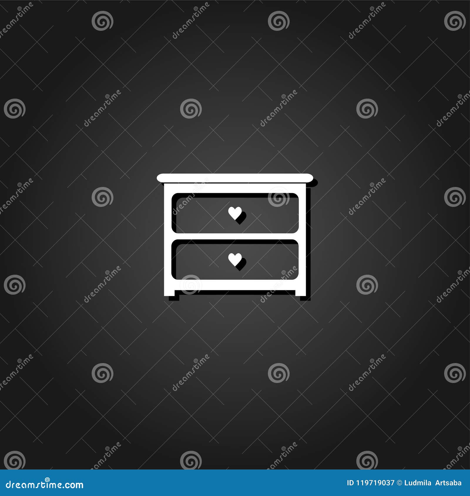 Dresser With Drawers Icon Flat Stock Illustration Illustration