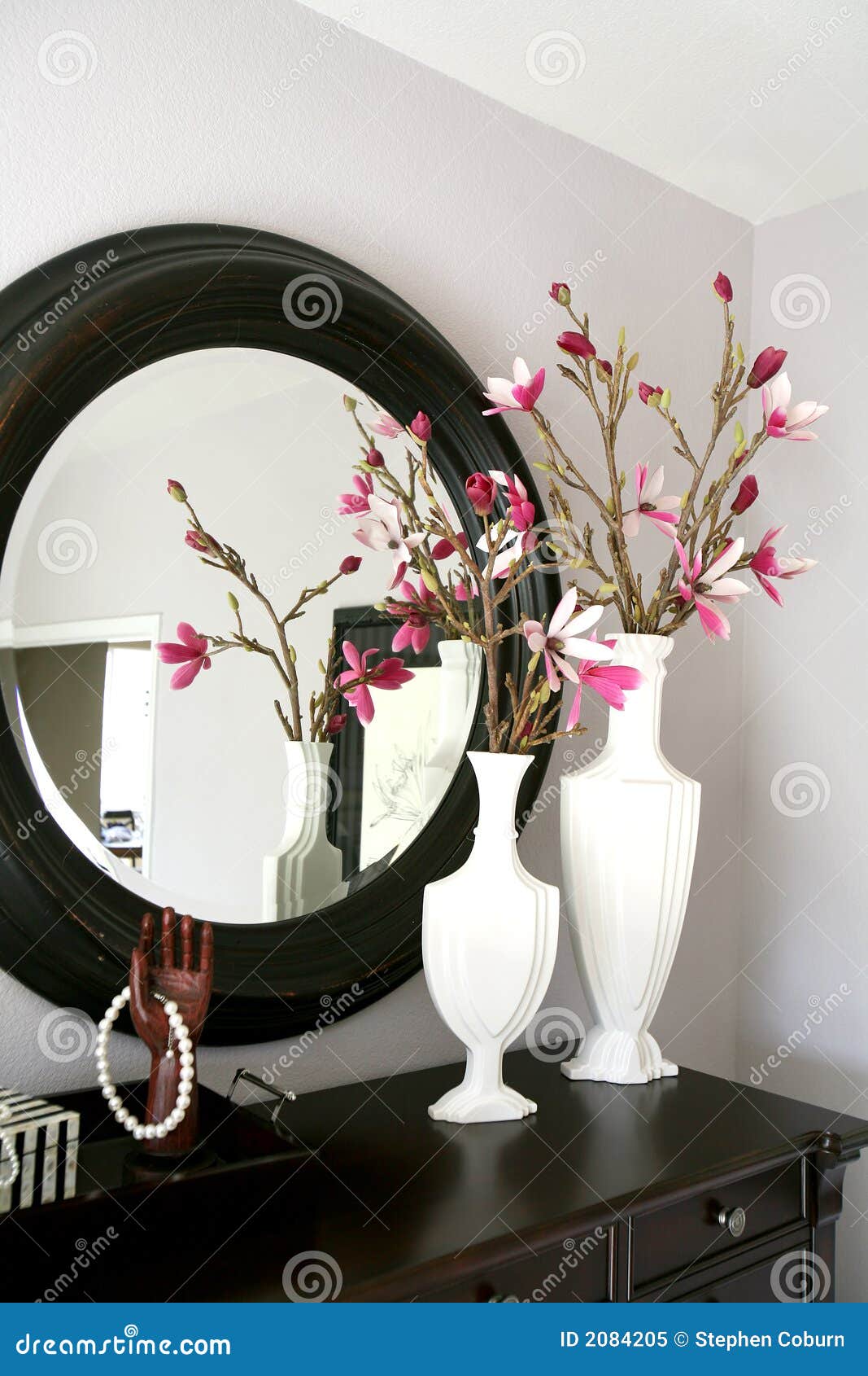 Dresser with Flowers stock image. Image of interior, colorful 2084205