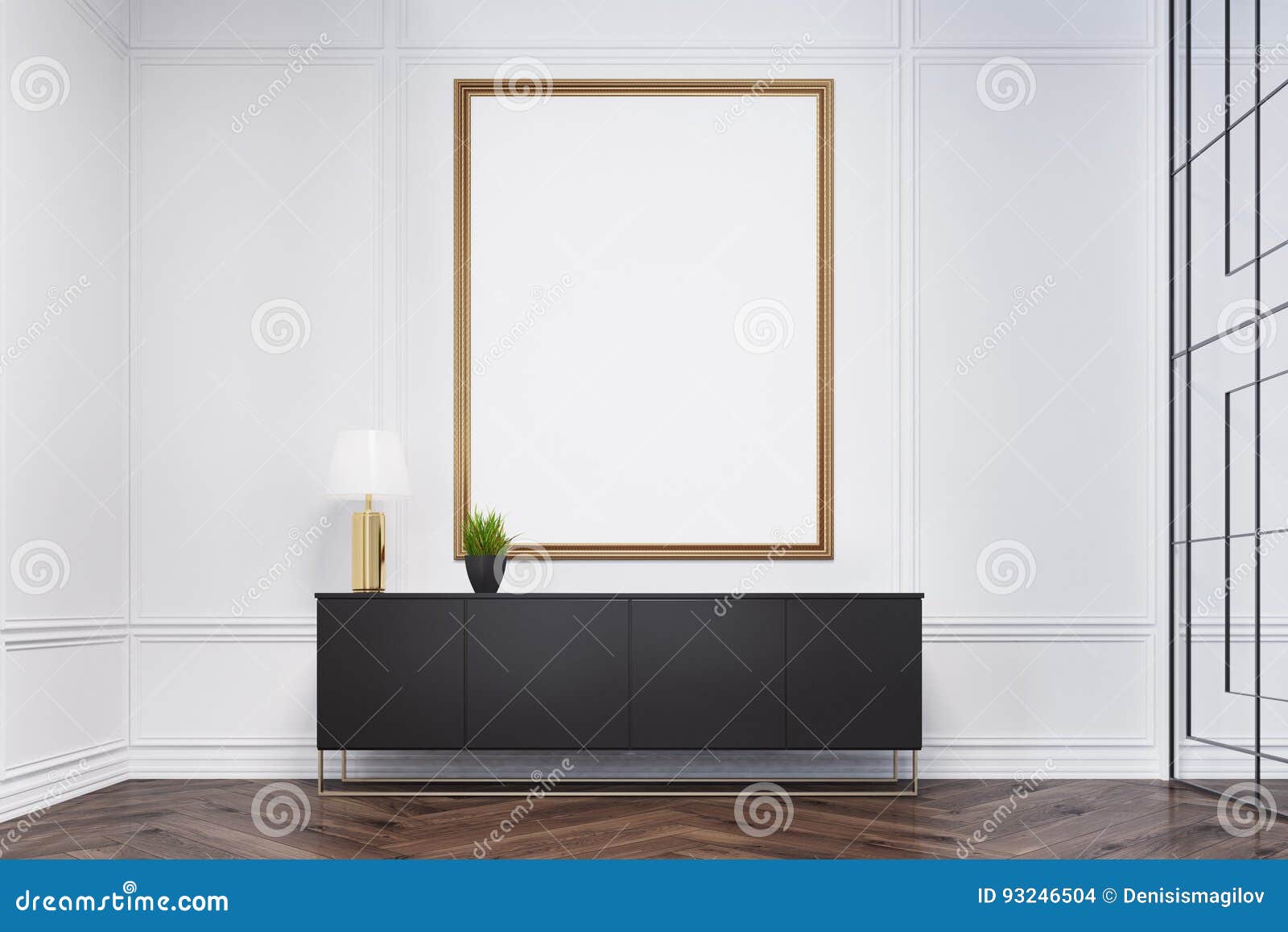 Dresser With Lamp And Poster Stock Illustration Illustration Of