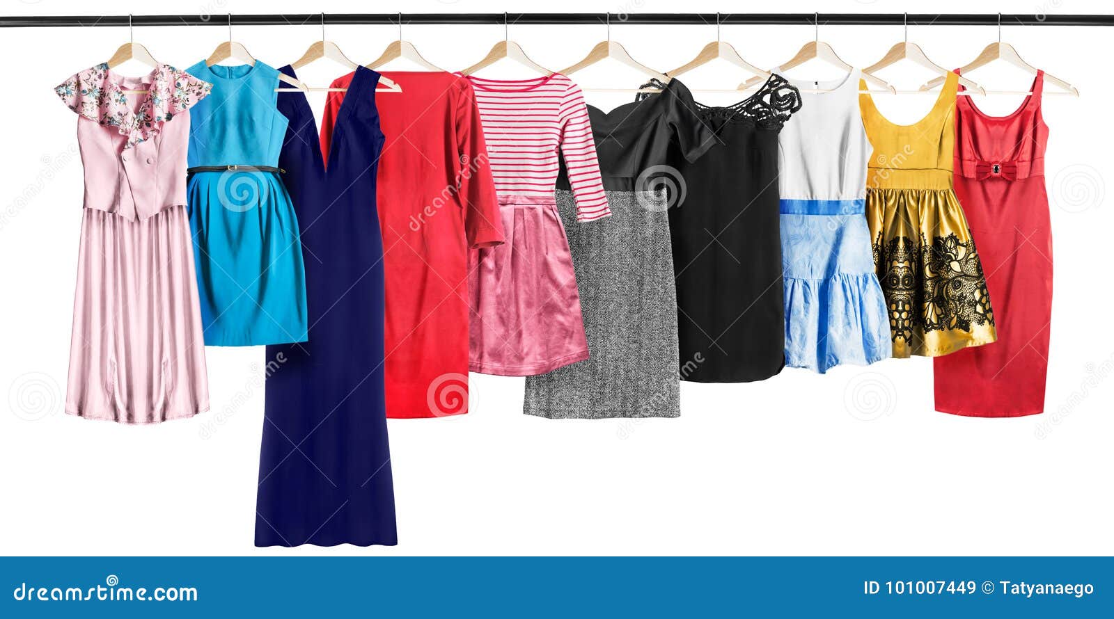 Dresses on clothes racks stock image. Image of crossbar 101007449