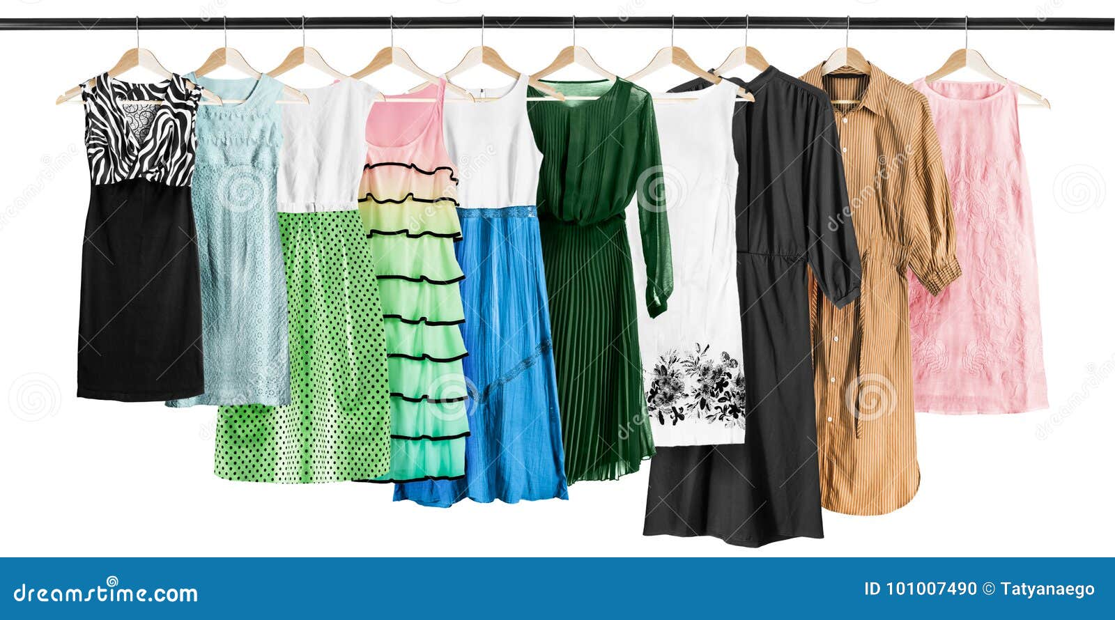 Dresses on clothes racks stock photo. Image of coat 101007490