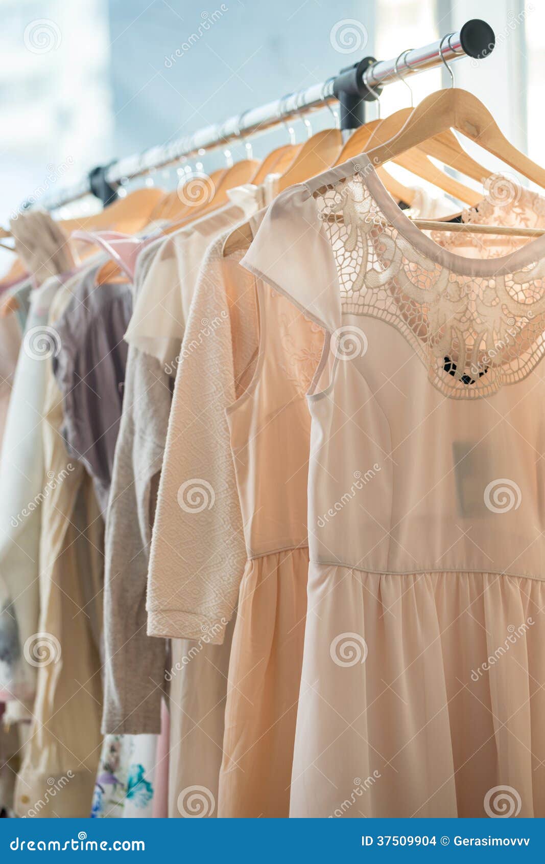Dresses on a Wooden Hangers Stock Photo Image of wear, apparel 37509904
