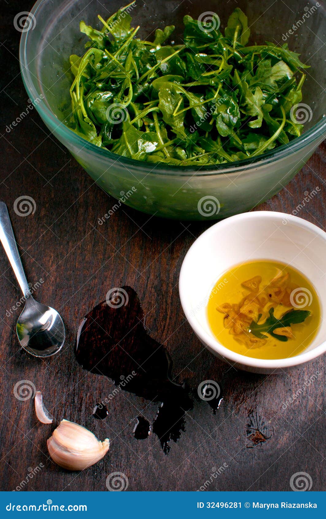 Dressing Olive Oil with Garlic Stock Image Image of green, drop 32496281