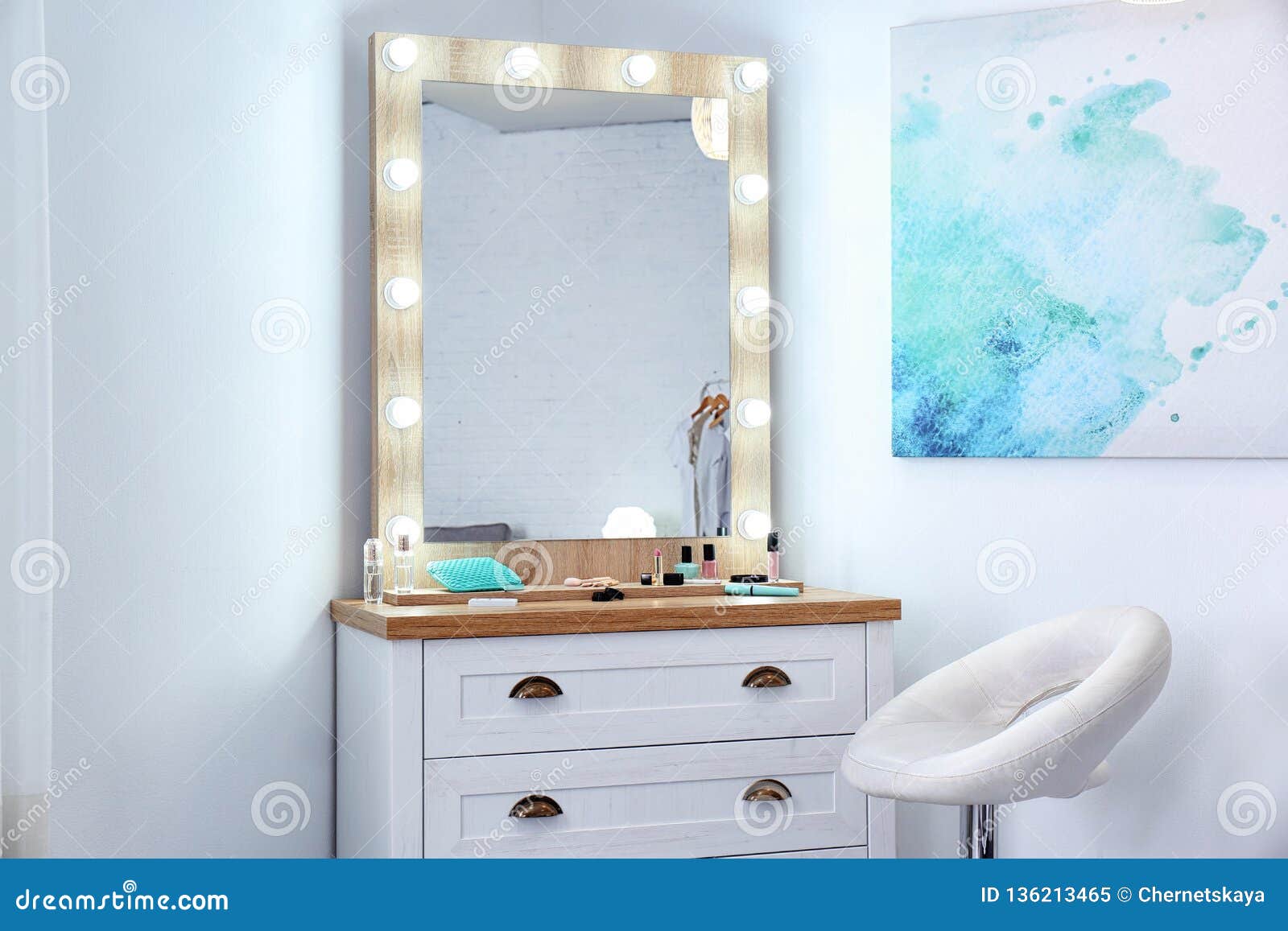Dressing Room Interior with Makeup Mirror Stock Image Image of makeup