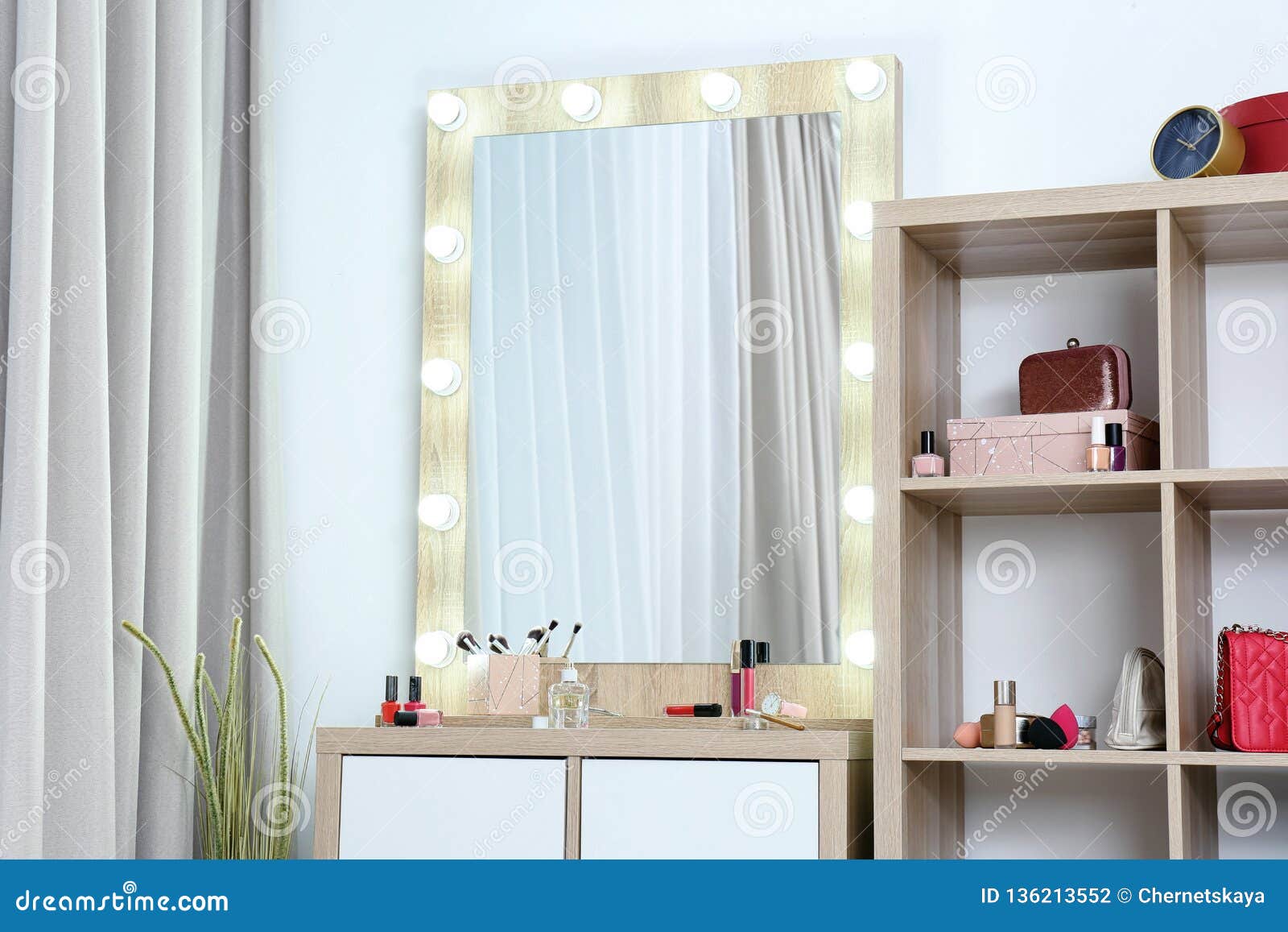 Dressing Room Interior with Makeup Mirror, Table Stock Photo Image of