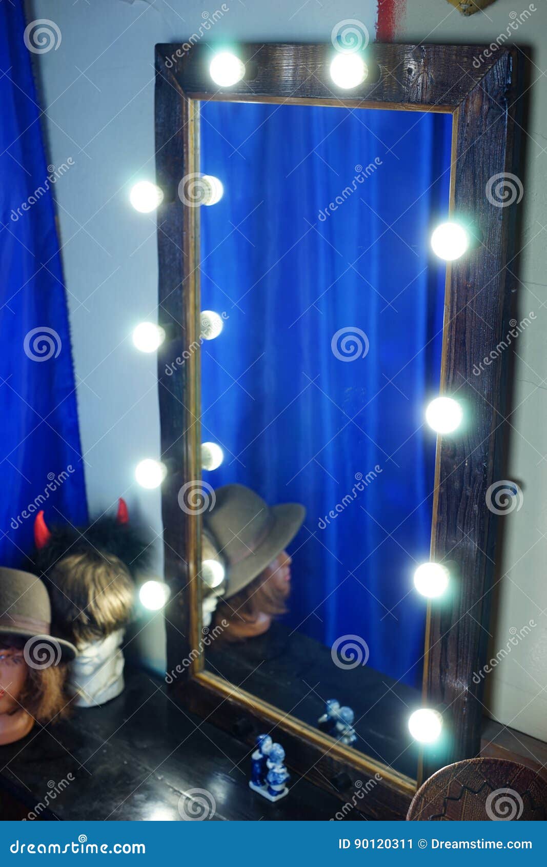 Dressing room mirror stock image. Image of mirror, blue 90120311