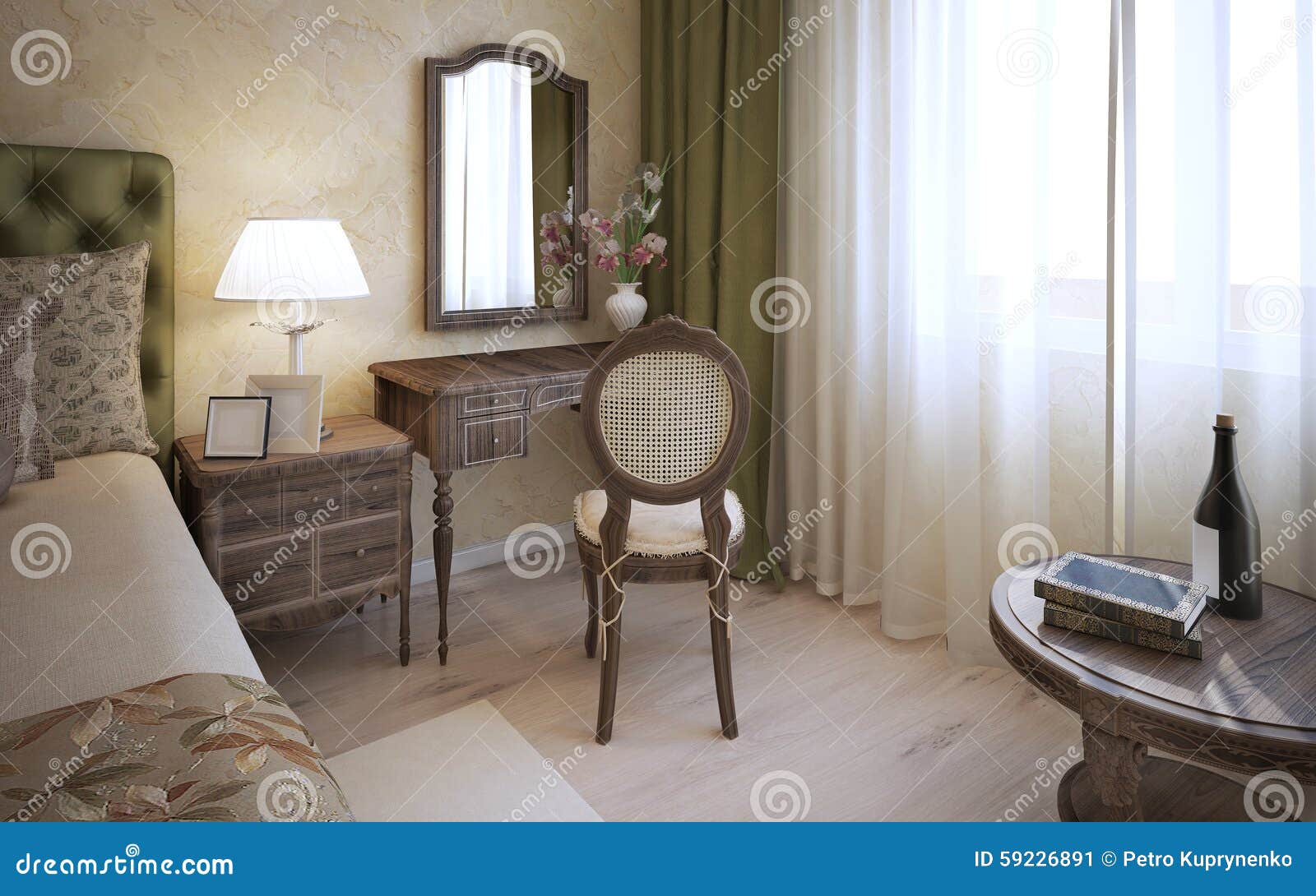 Dressing Table in English Bedroom Stock Illustration Illustration of