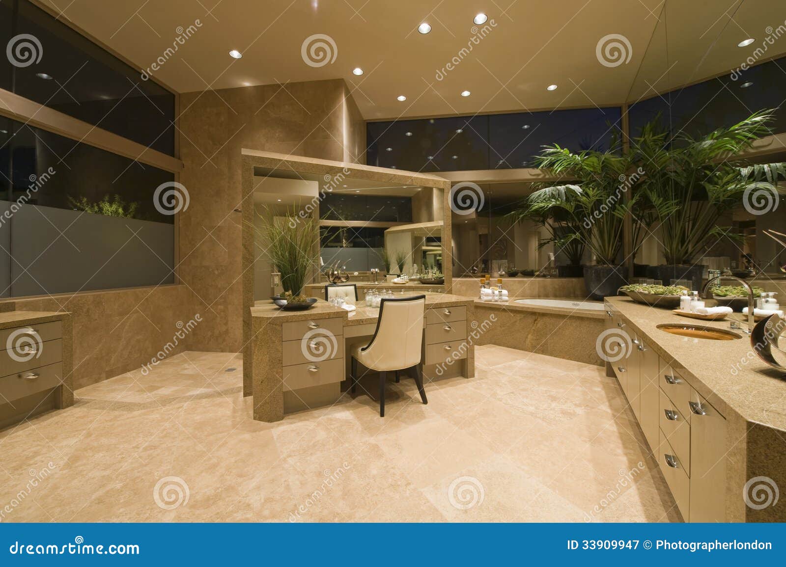 Dressing Table in Spacious Bathroom Stock Image Image of real, house