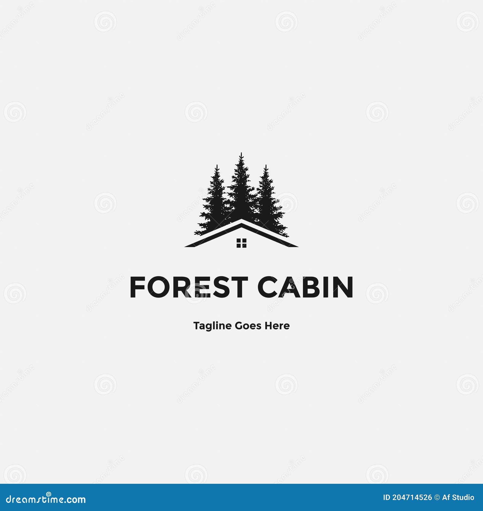 Pine Cedar Spruce Cypress Tree Forest House Cabin Real Estate Logo