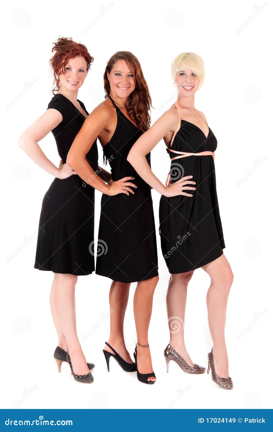 Trekker Intact Slim Drie Vrouwen Zwarte Kleding Stock Afbeelding - Image of meisjes, charmant:  17024149