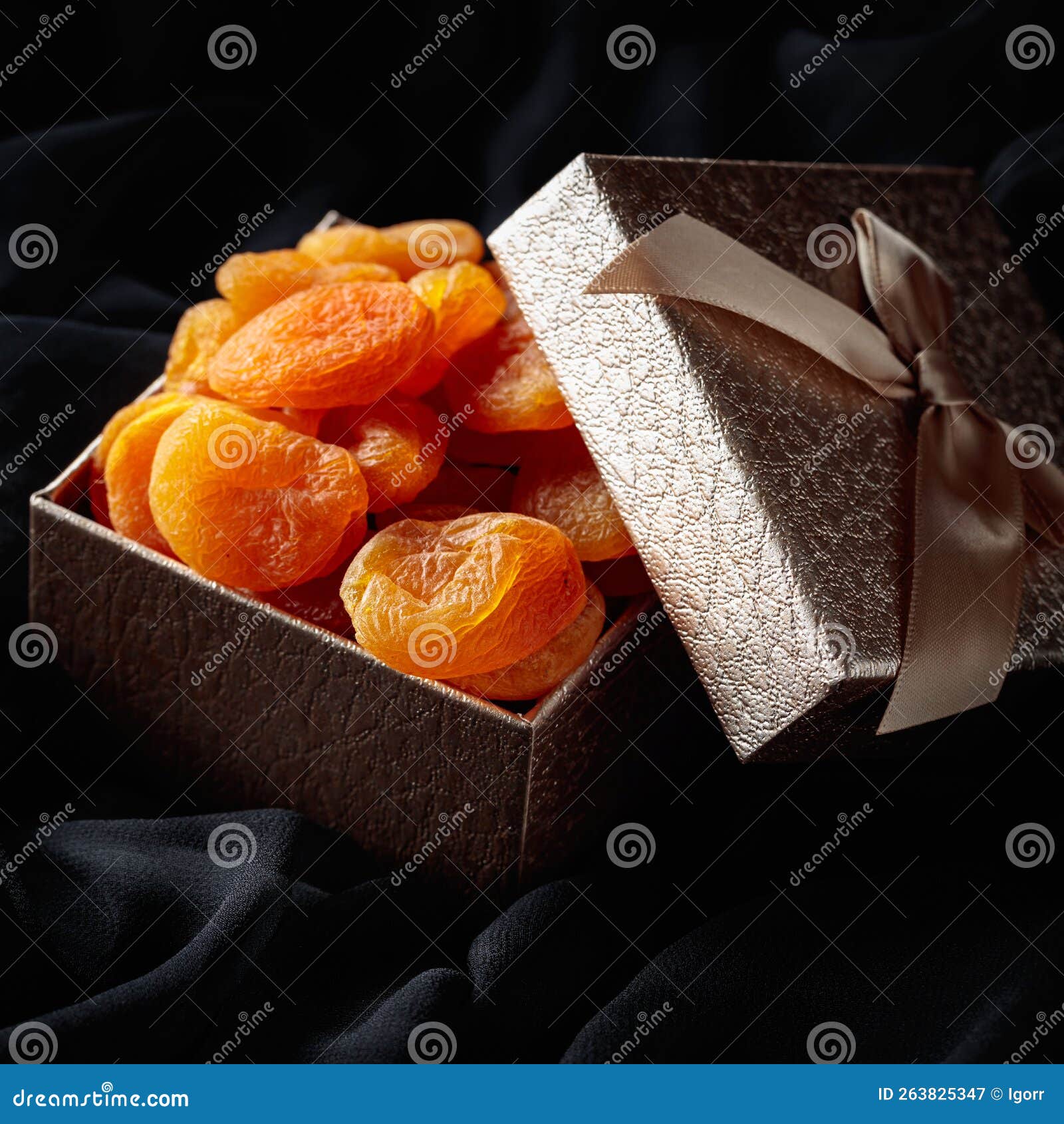 Dried Apricots in a Gift Box Stock Image Image of food, orange 263825347
