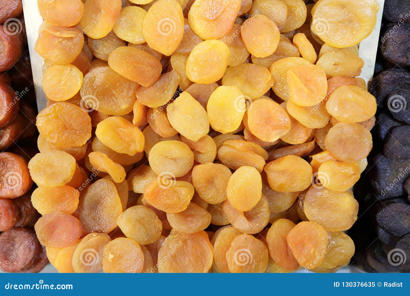 Dried apricots on market stock image. Image of market 130376635