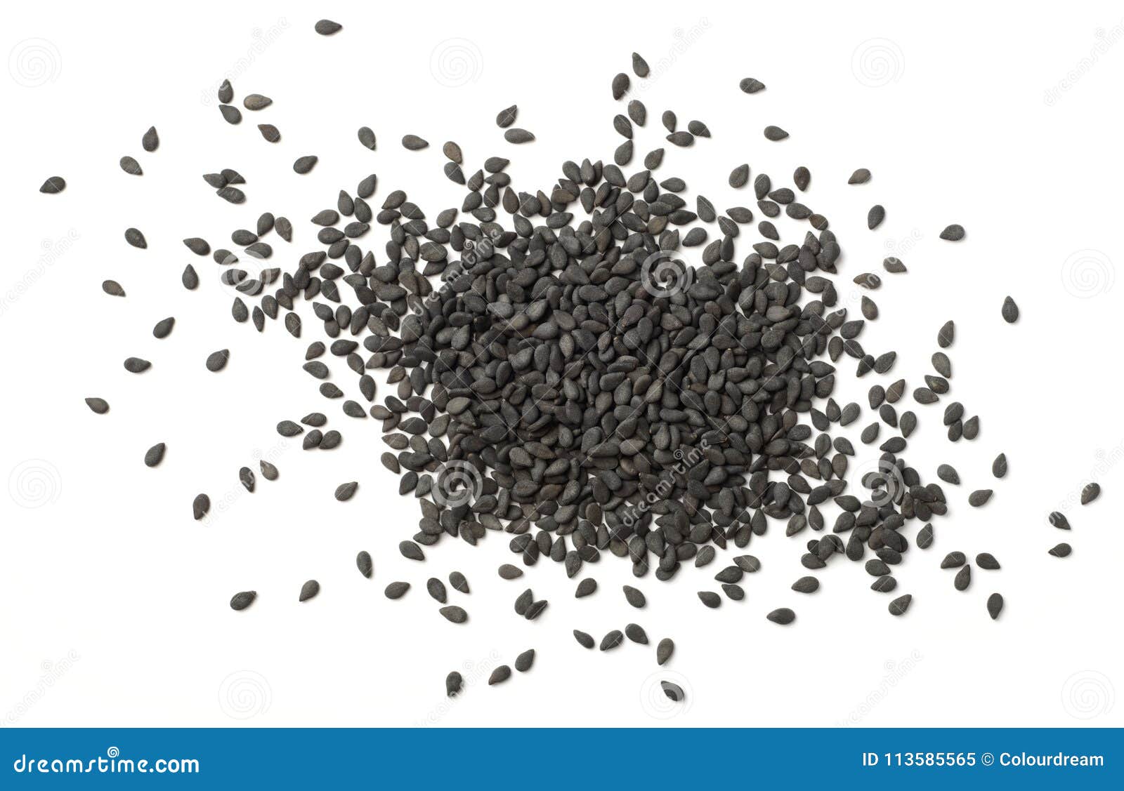 Dried Black Sesame Seeds Isolated on White, Top View Stock Image