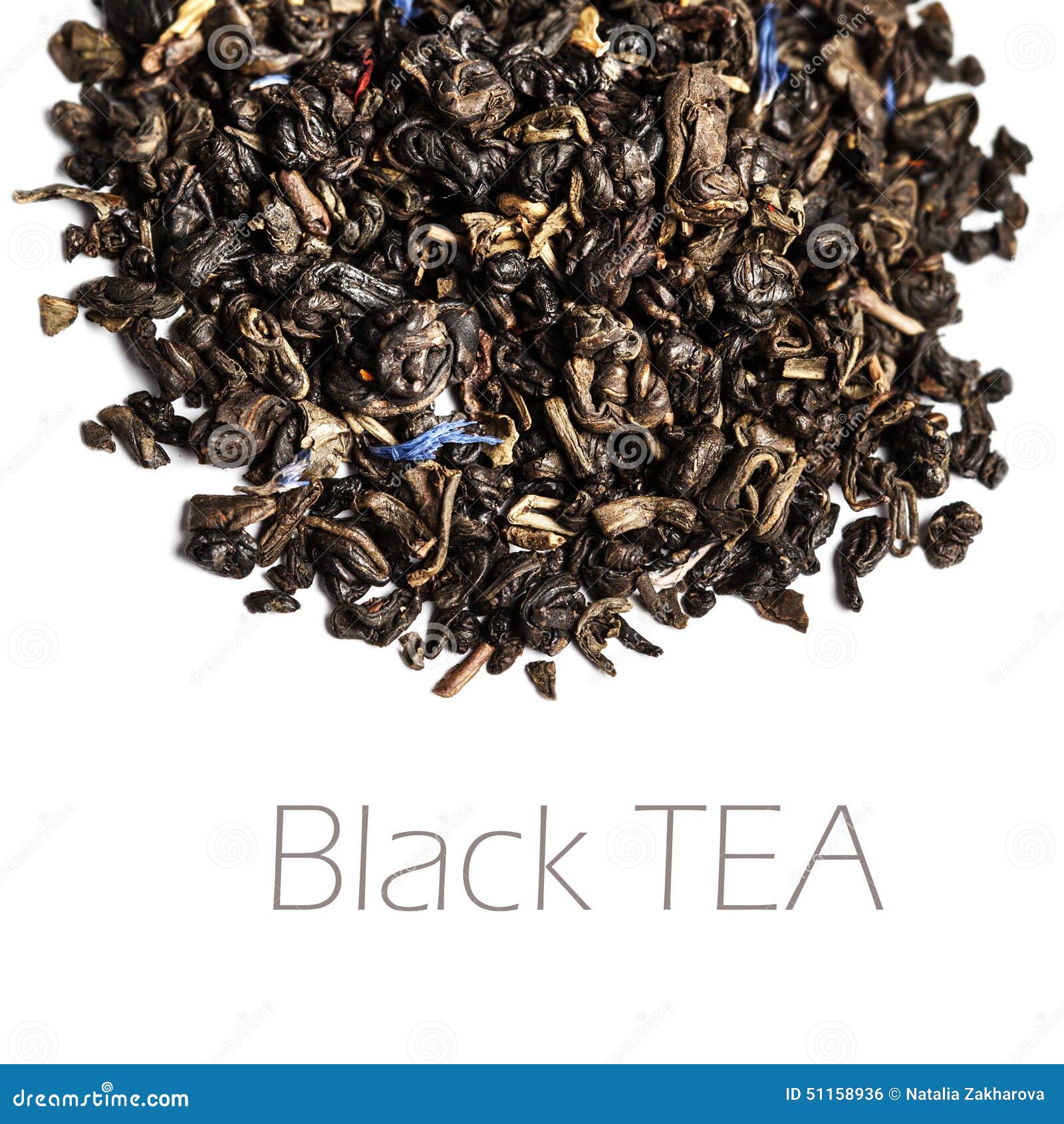 Dried Black Tea Leaves Isolated on a White Background Close Up W Stock