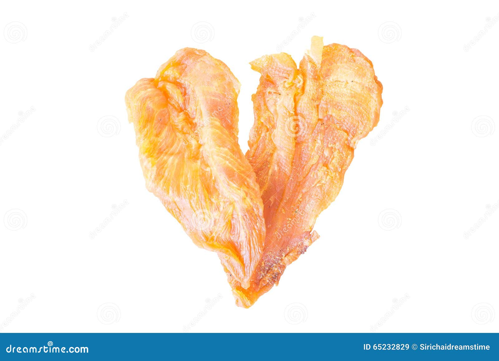 Dried Chicken Jerky for Dogs Isolate on White with Clipping Path Stock