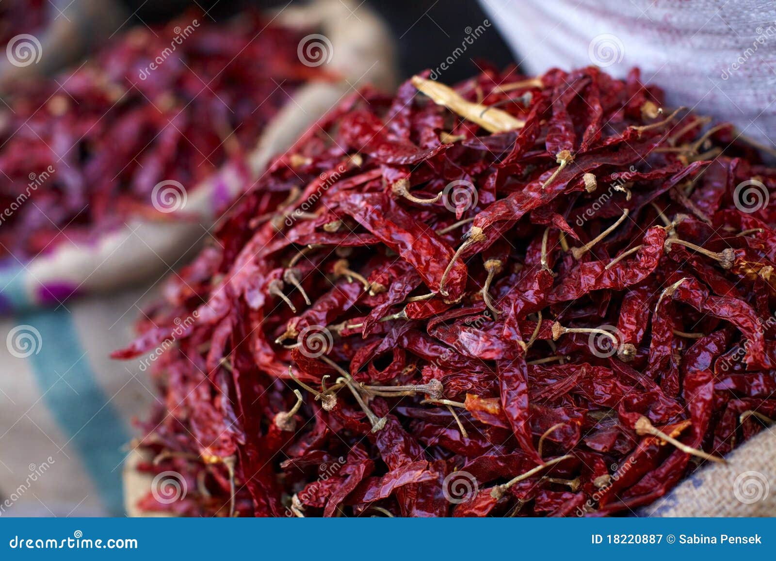 Dried Chili Pepper in the Sack Stock Image Image of cooking, chillie
