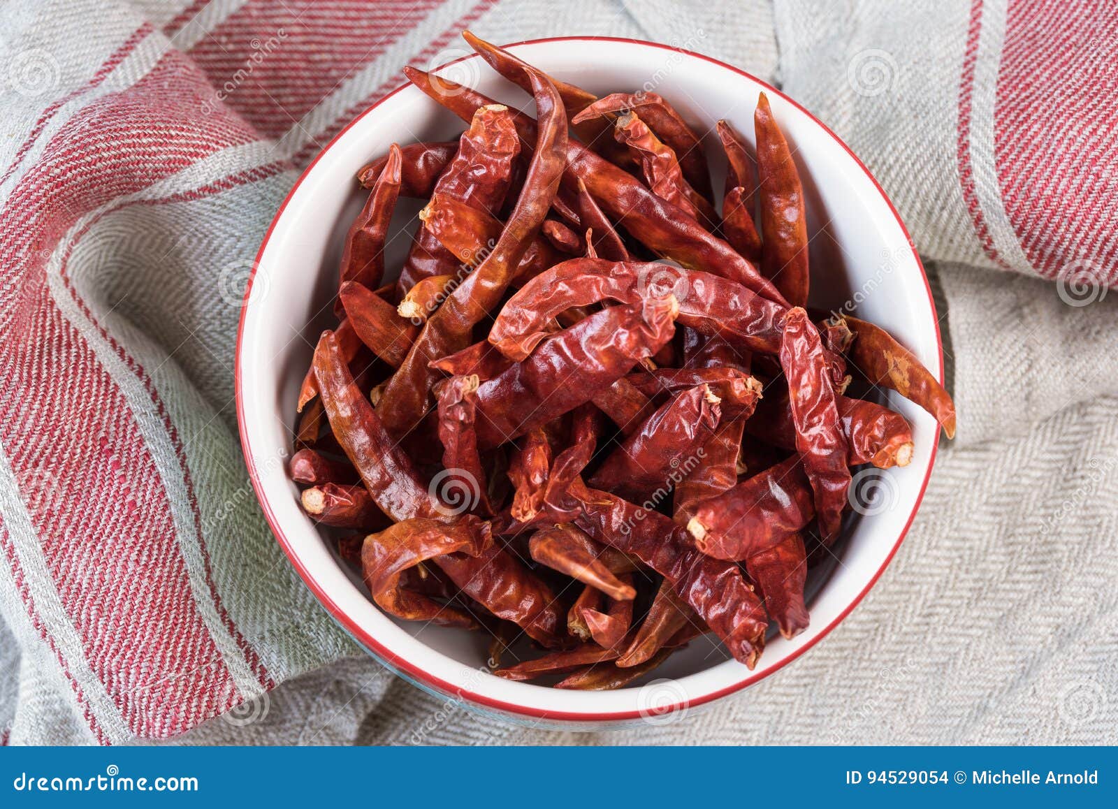 Dried Chili Peppers in a Bowl Stock Photo Image of flavor, bowl 94529054