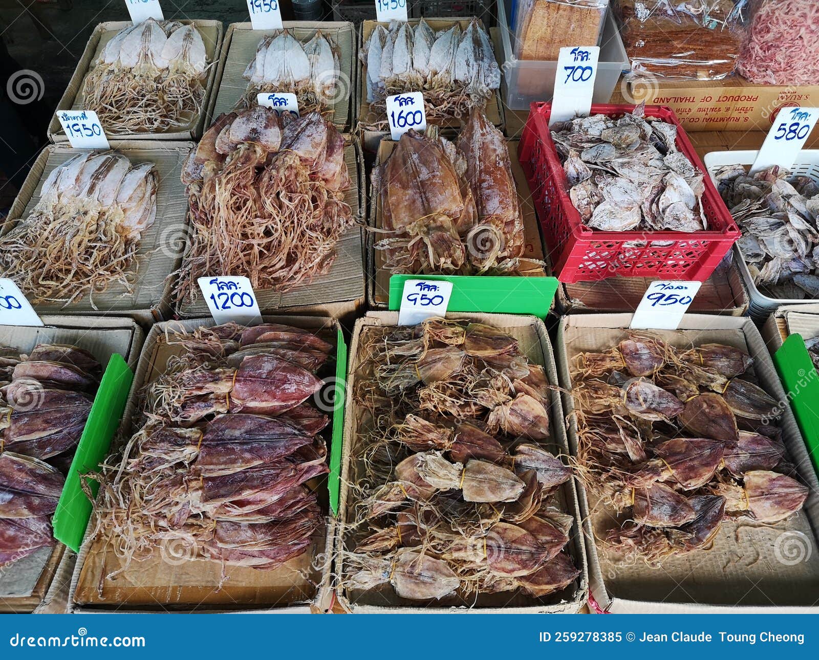 Dried Cuttlefish of Different Sizes in Chinatown Bangkok Stock Image