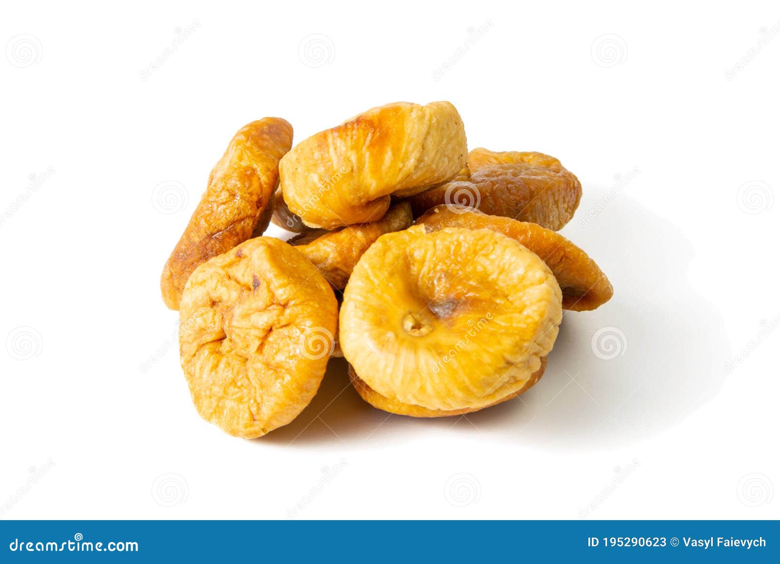 Dried Figs Fruit Isolated on White Background. Front Views, Closeup
