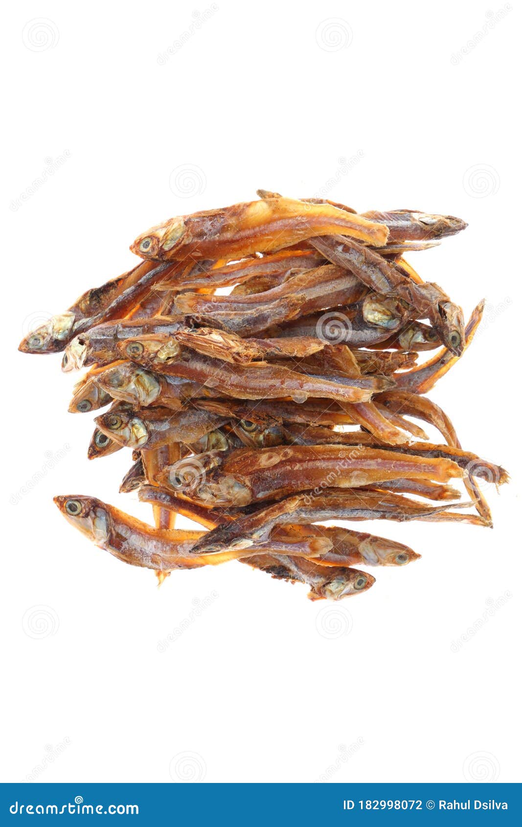 dried fishes  on white background with clipping path