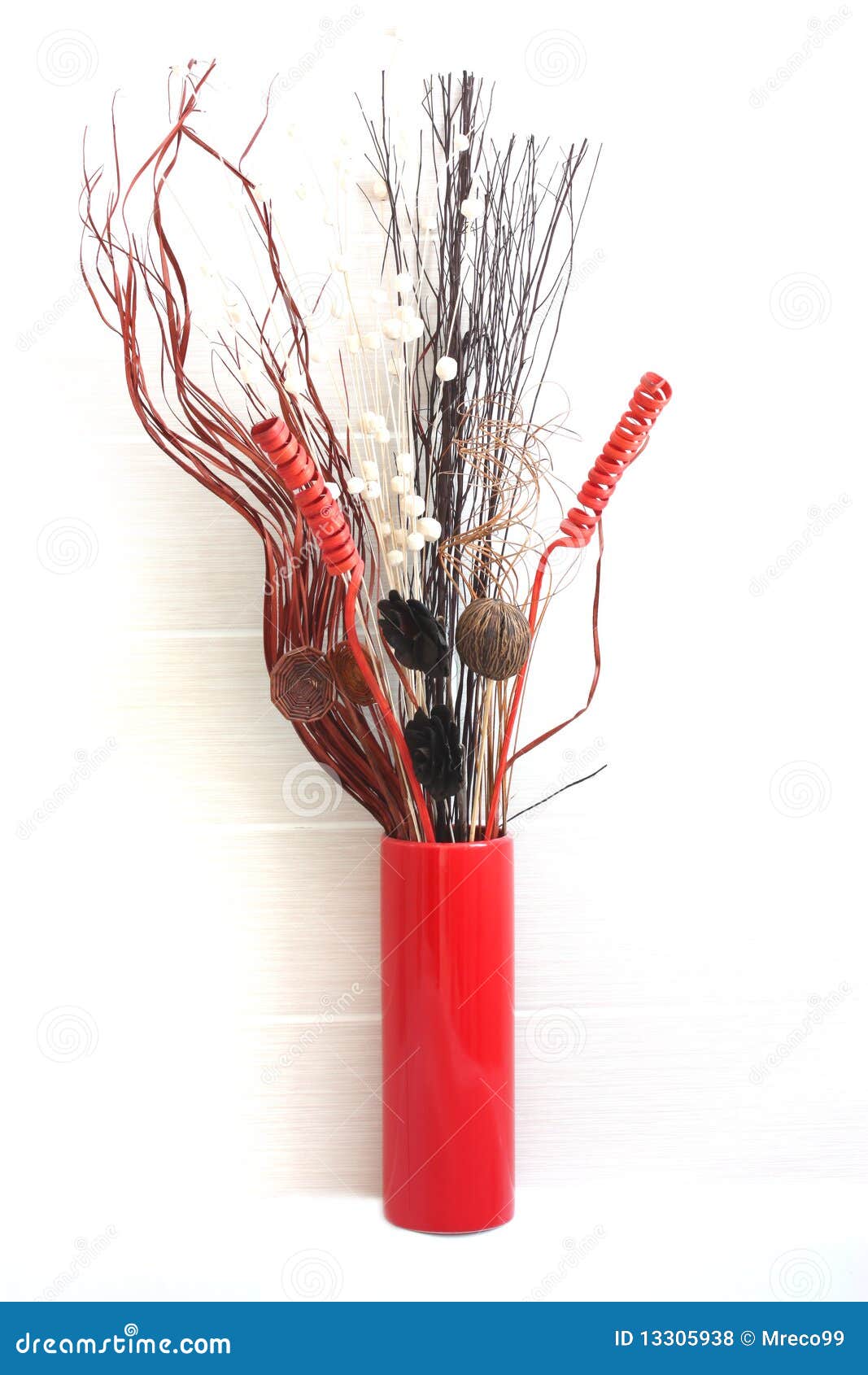 Dried flowers in red vase stock photo. Image of fake 13305938