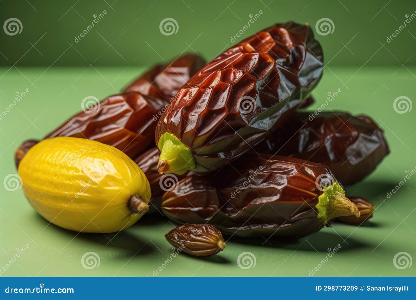 Dried Fruits of Date Palm on a Solid Color Background. Toned Stock