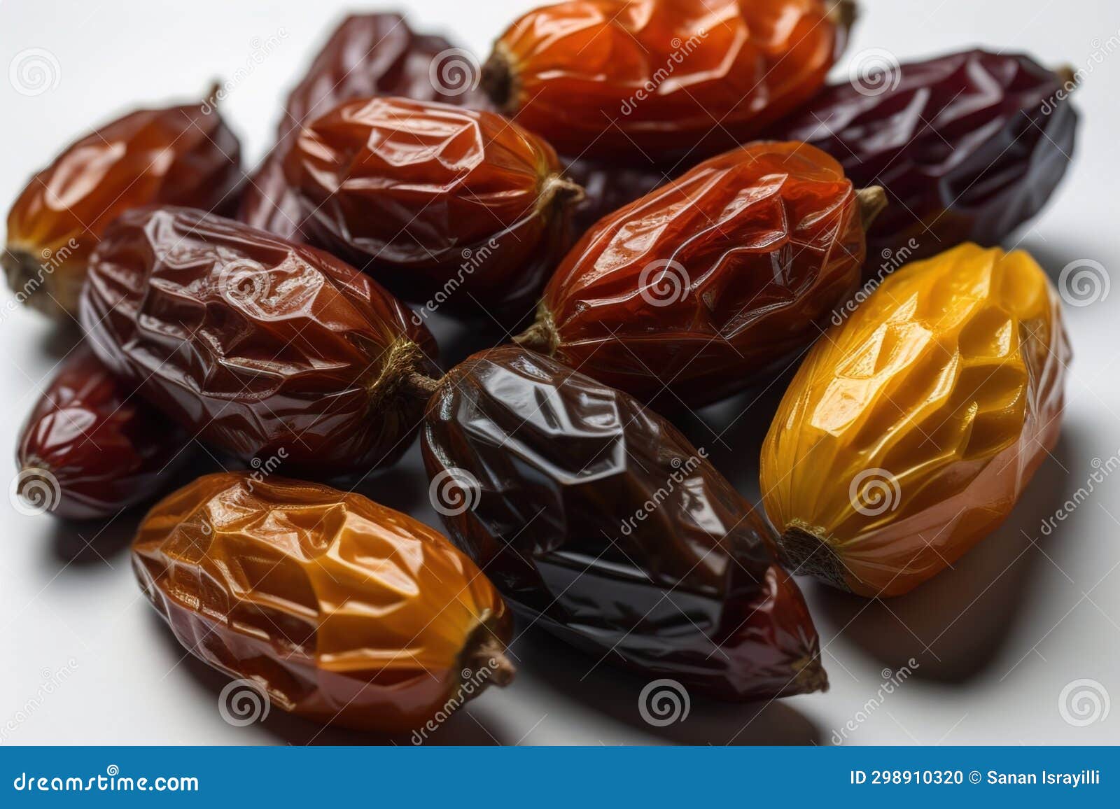 Dried Fruits of Date Palm on a Solid Color Background. Toned Stock