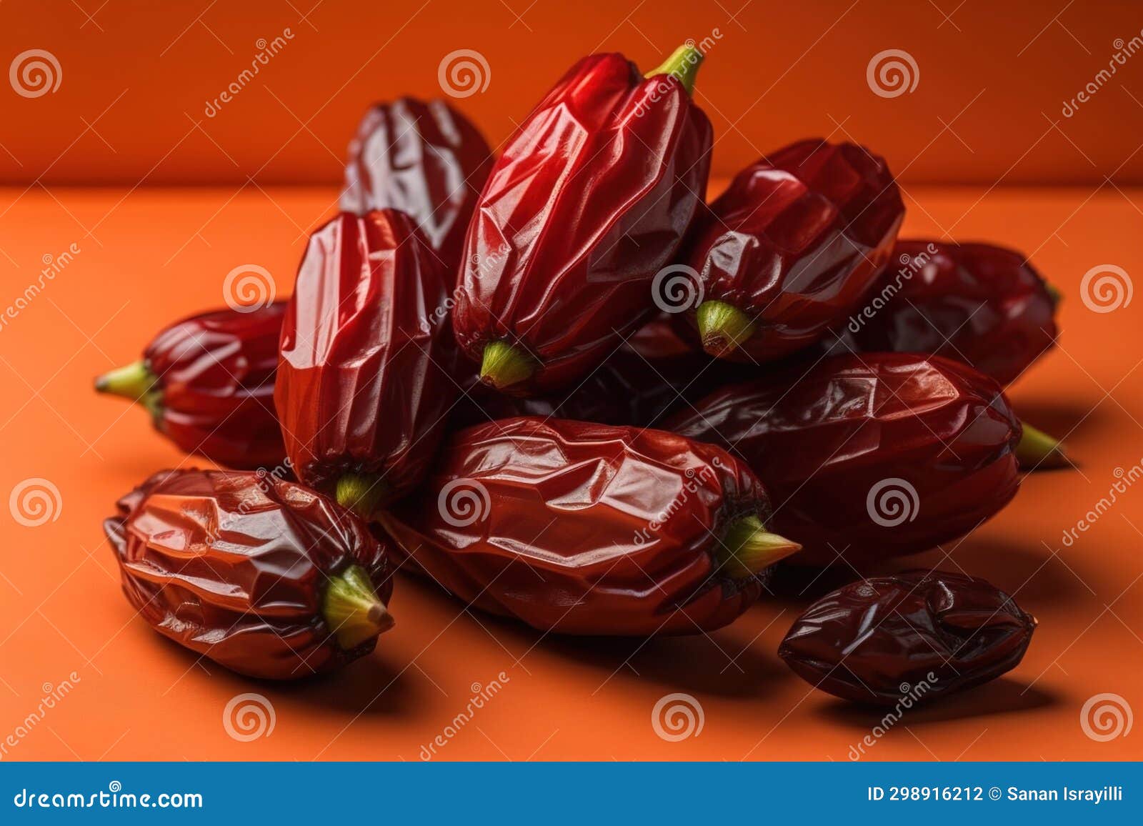 Dried Fruits of Date Palm on a Solid Color Background. Toned Stock