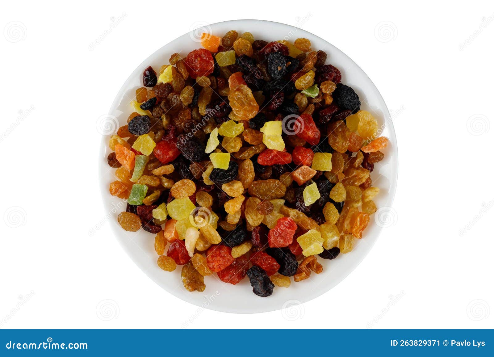 Dried Fruits on Plate Isolated on White Stock Image Image of fruits