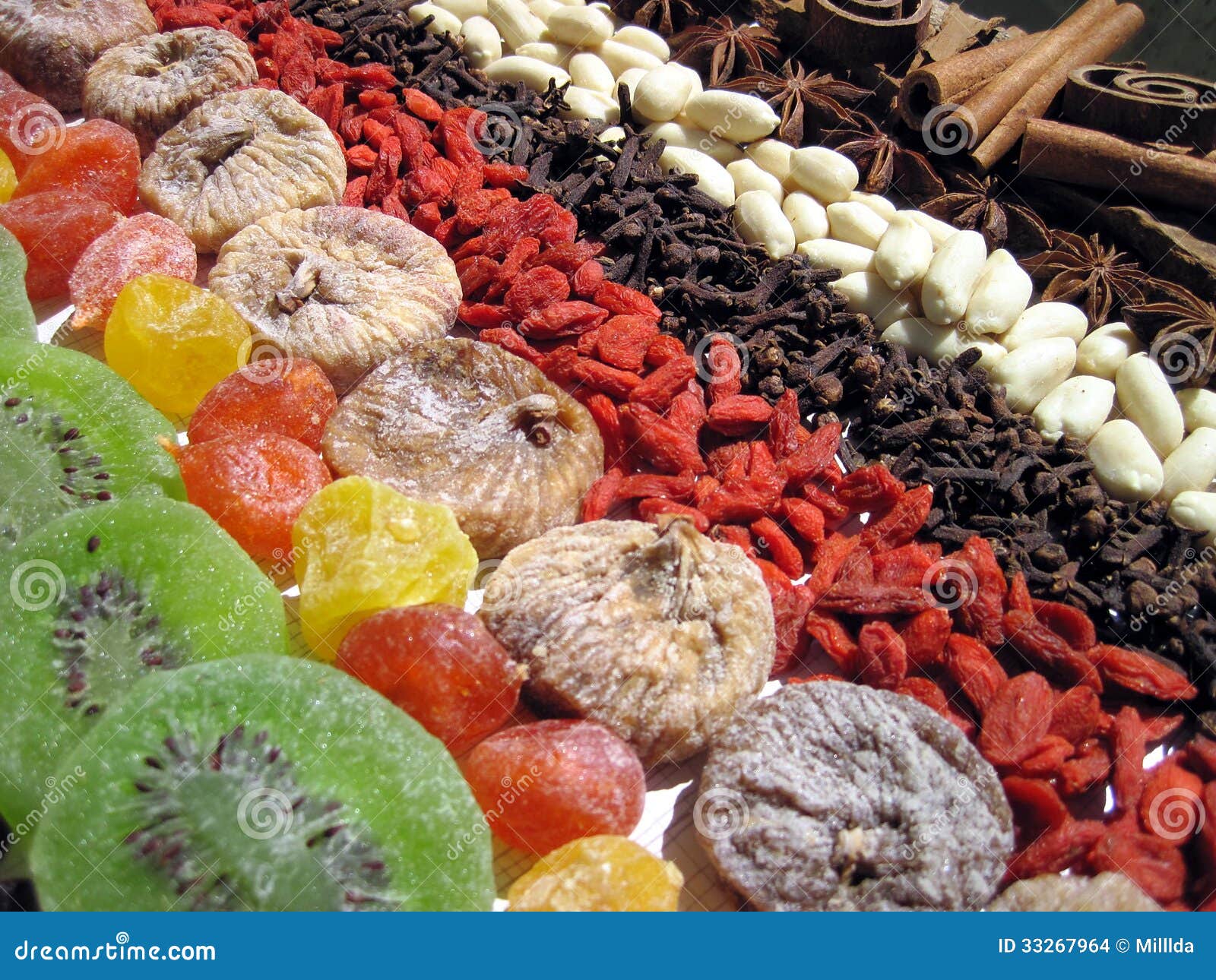 Dried fruits and spices stock photo. Image of brown, nature 33267964