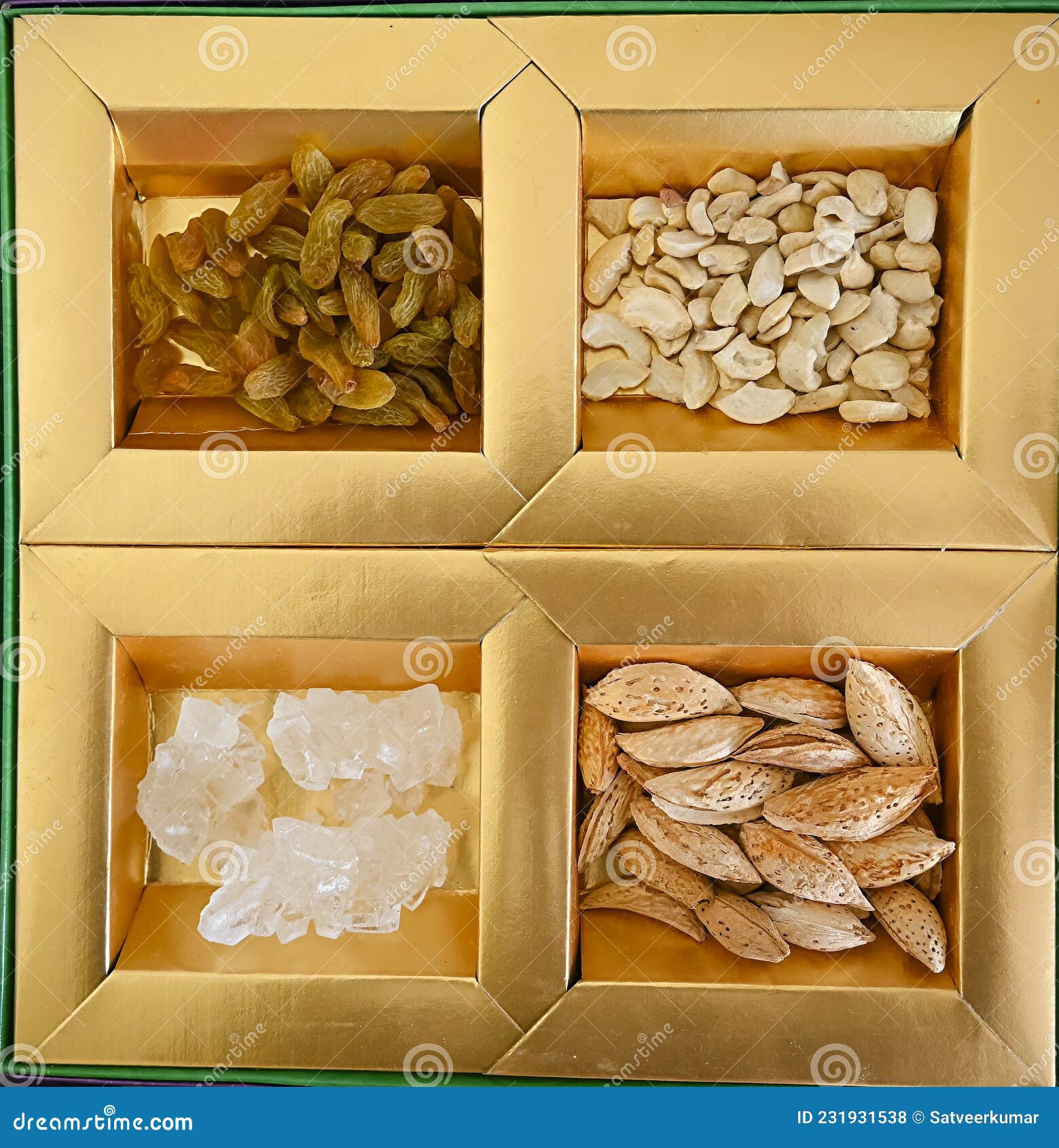 Dried Fruits and Sugar Candy in Gift Box Stock Photo Image of raisins, seed 231931538