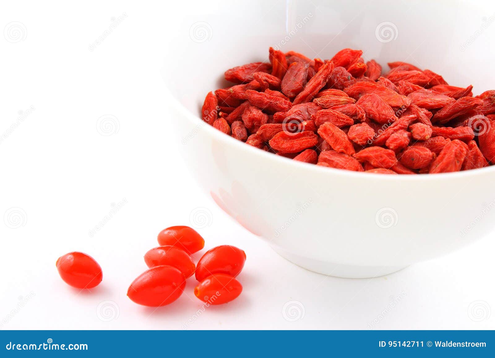 Dried Goji Berries in a Small White Bowl Stock Image Image of