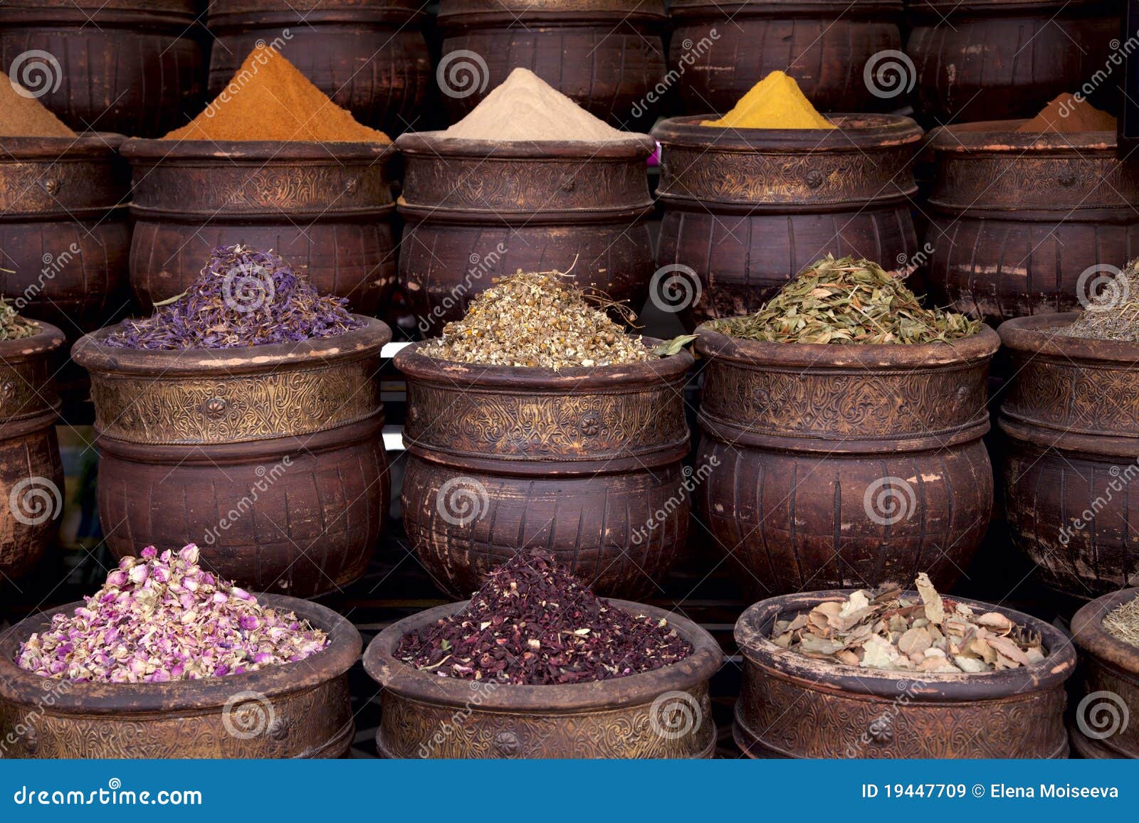 Dried Herbs Flowers Spices in the Marrakesh Stock Image Image of