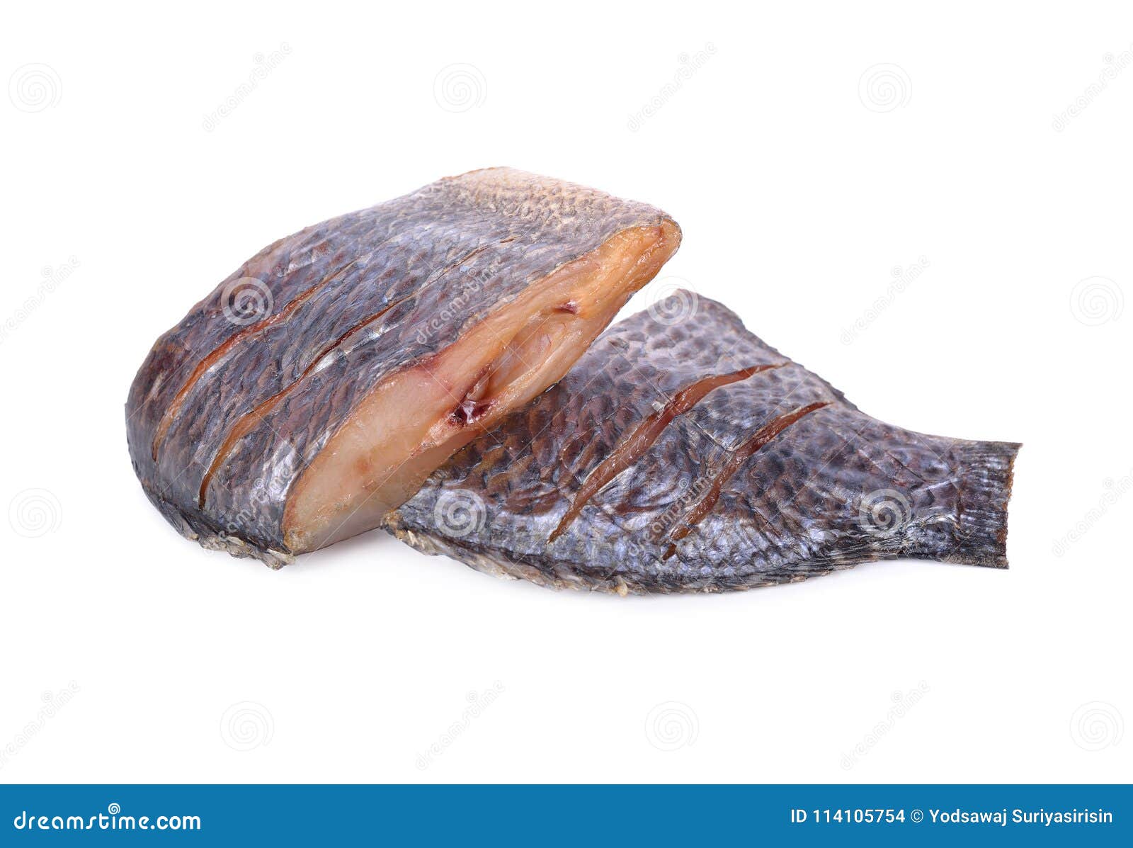 Dried Marinated Tilapia Fish on White Background Stock Photo Image of