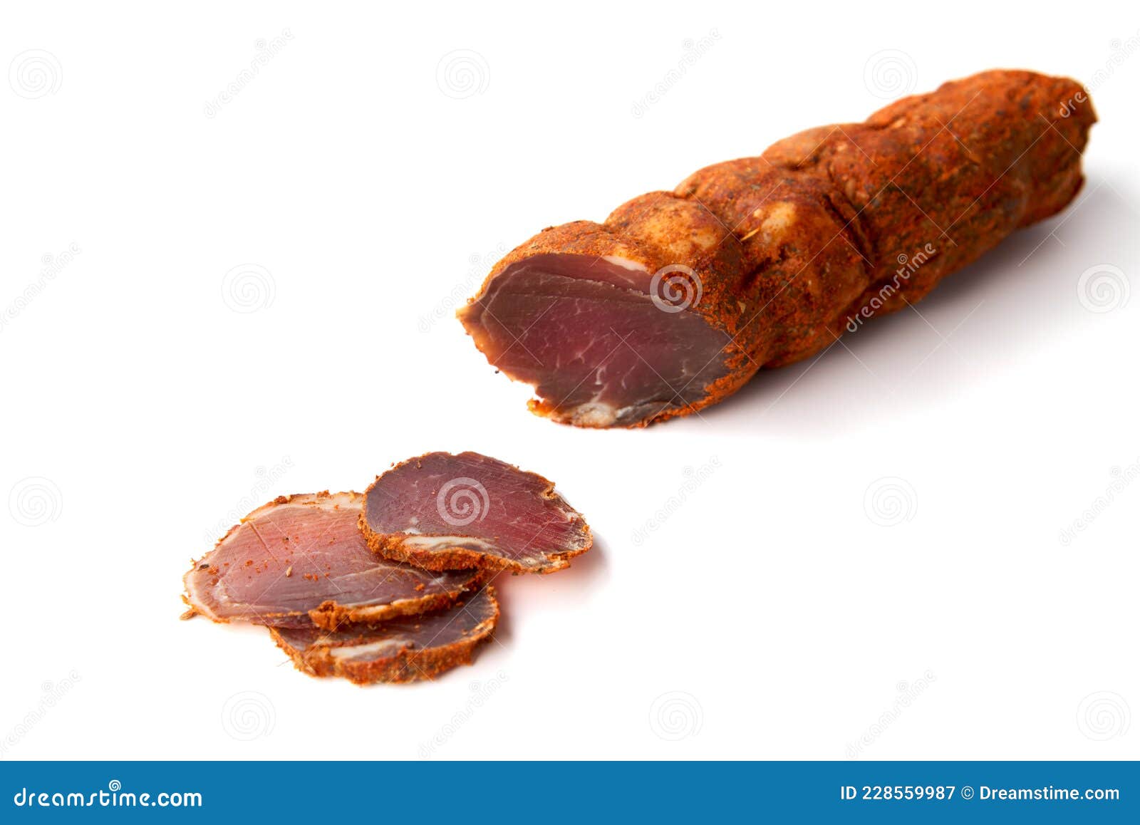 Dried Meat Beef Jerky Dry Isolated on White Background. Stock Image