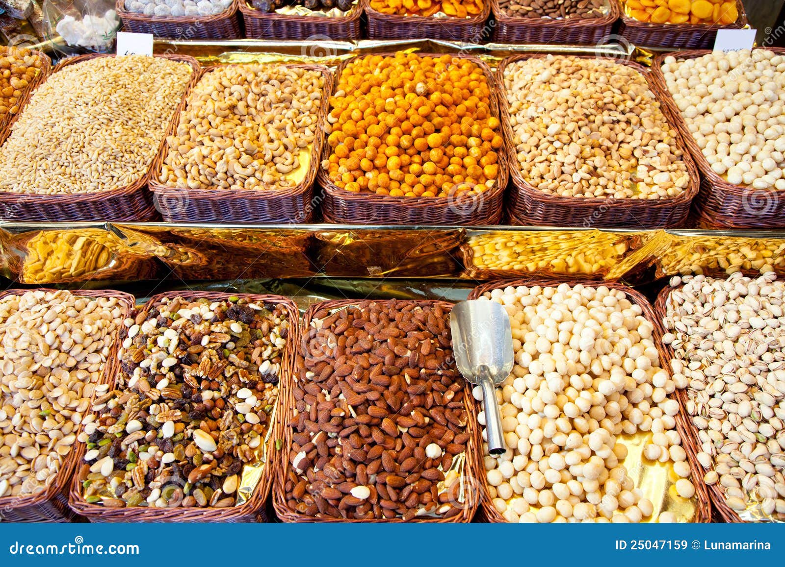 Dried Nuts at Market Display in a Row Stock Image Image of peanut
