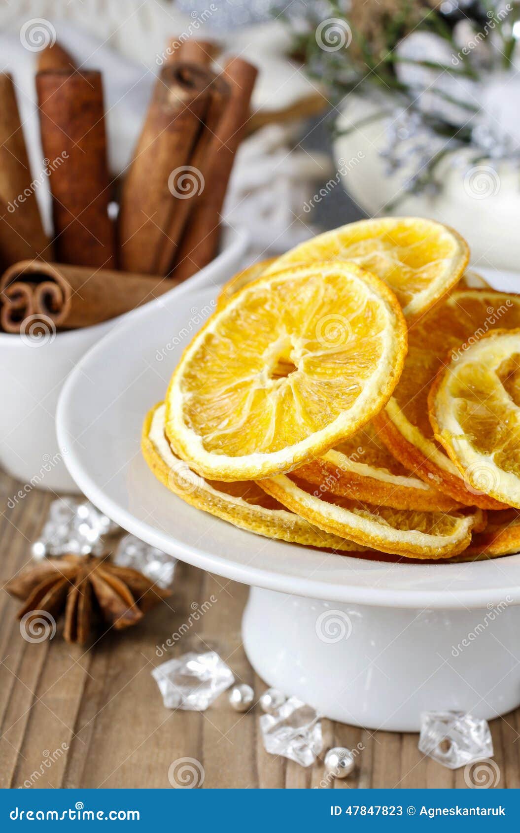 Dried Oranges Decoration on a Christmas Table Stock Image Image of