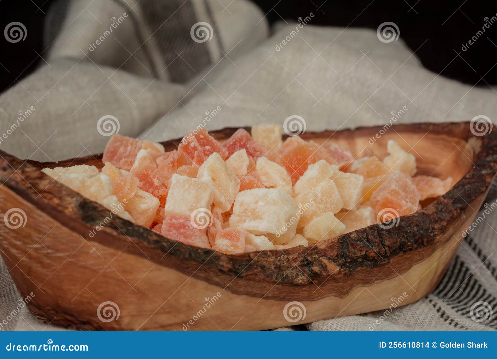 Dried Papaya Cubes,Heap of Diced Cubes of Pineapple Stock Photo Image