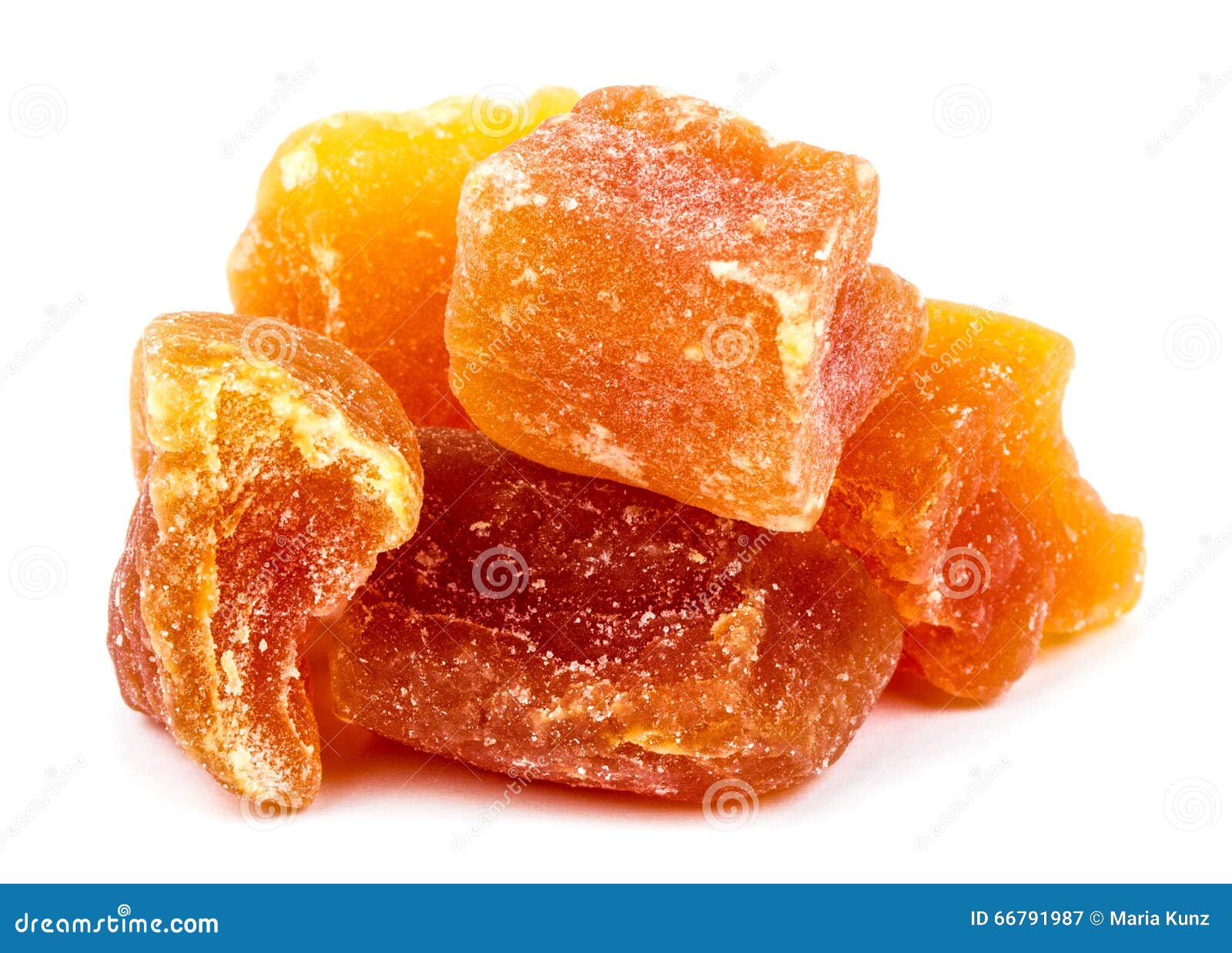 Dried Papaya Sticks Over White Background. Stock Image Image of