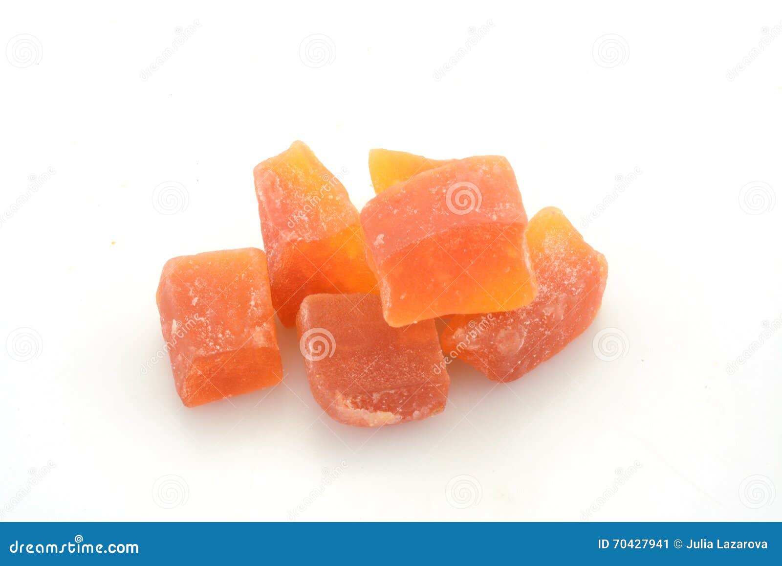 Dried Papaya Sticks Over White Background Stock Image Image of papaya