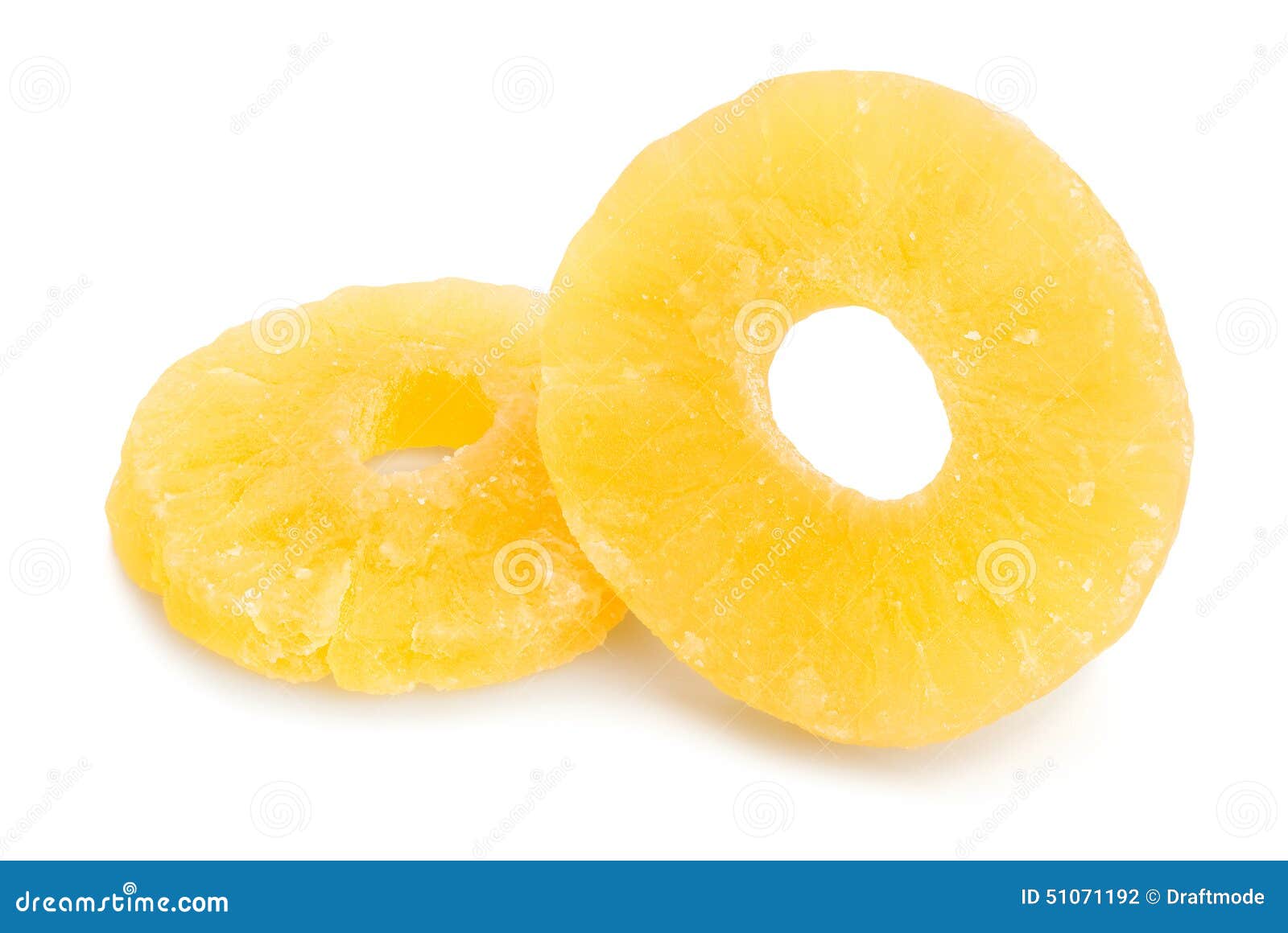 Dried pineapple on white background